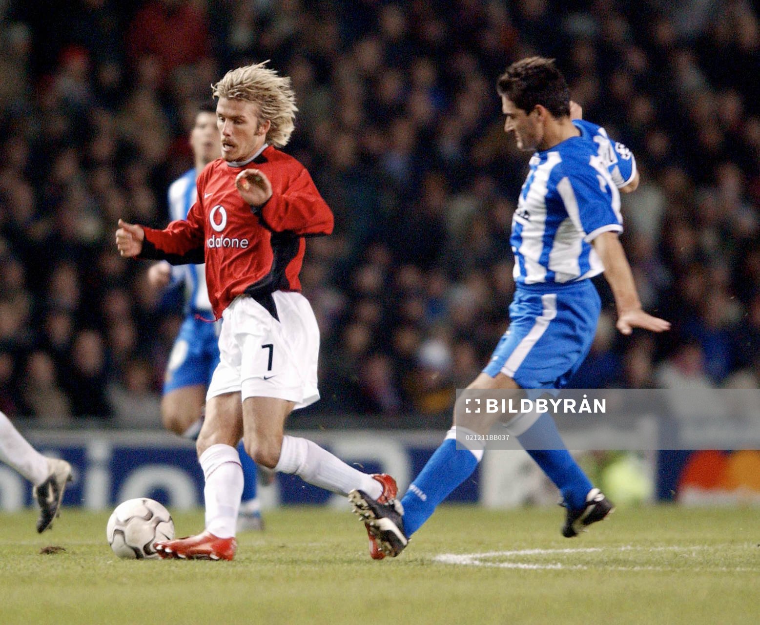  David Beckham, Manchester United och Roberto Acuna, Deportivo La Coruna.