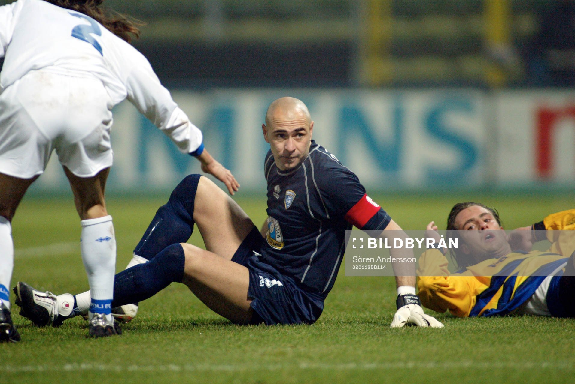  Alberto Gilardino, Parma och Gianluca Berti, målvakt och Andrea Cupi, Empoli.
