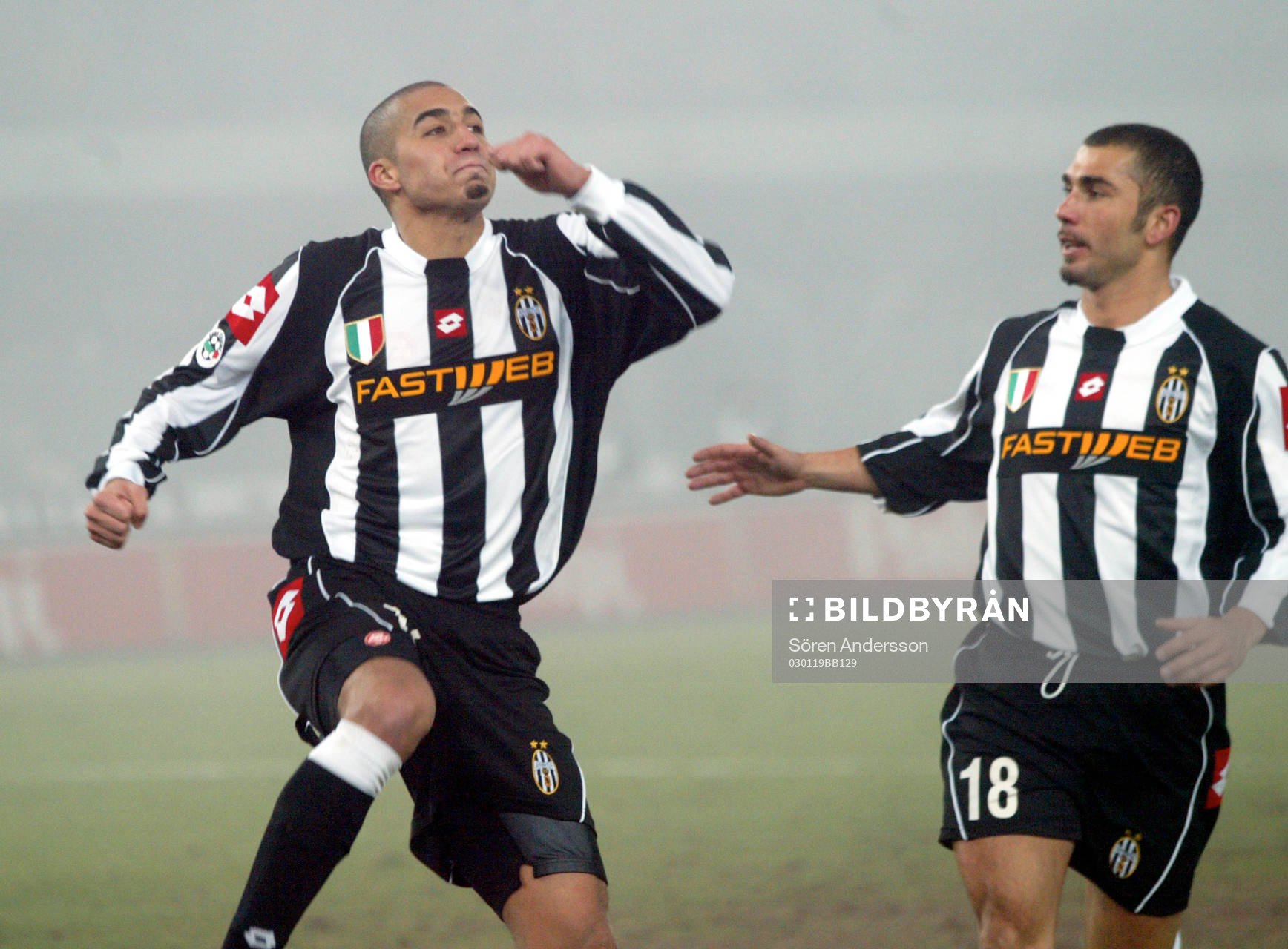Trezeguet, och Di Vaio, Juventus, jubel