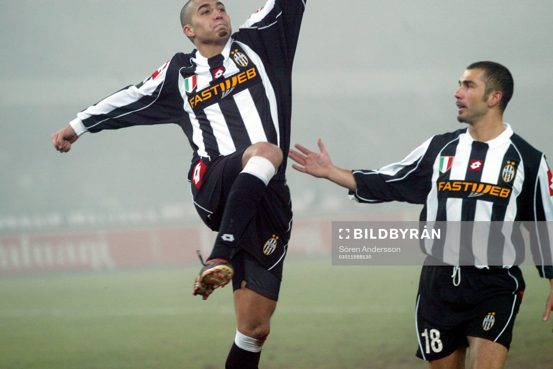 Trezeguet, och Di Vaio, Juventus, jubel