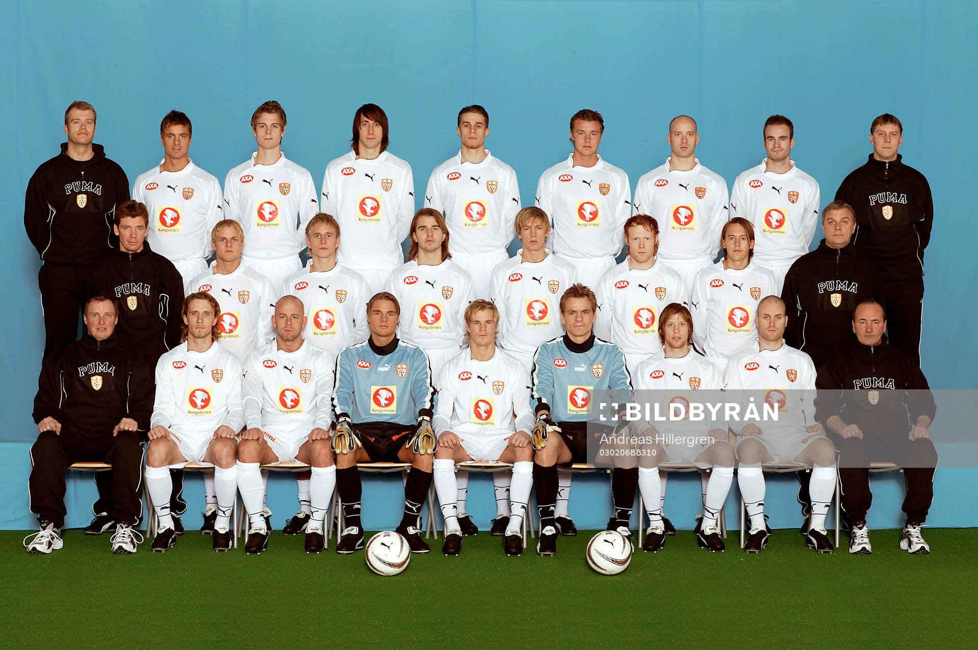  Bakre raden fr v; Johan Lindqvist, Naprapat, Filip Bergman, Daniel Arnefjord, Sebastian Wiklander, Andreas Lindberg, Niklas Sandberg, Niklas Larsson, Magnus Olsson, Kjell Jonevret, Tränare.