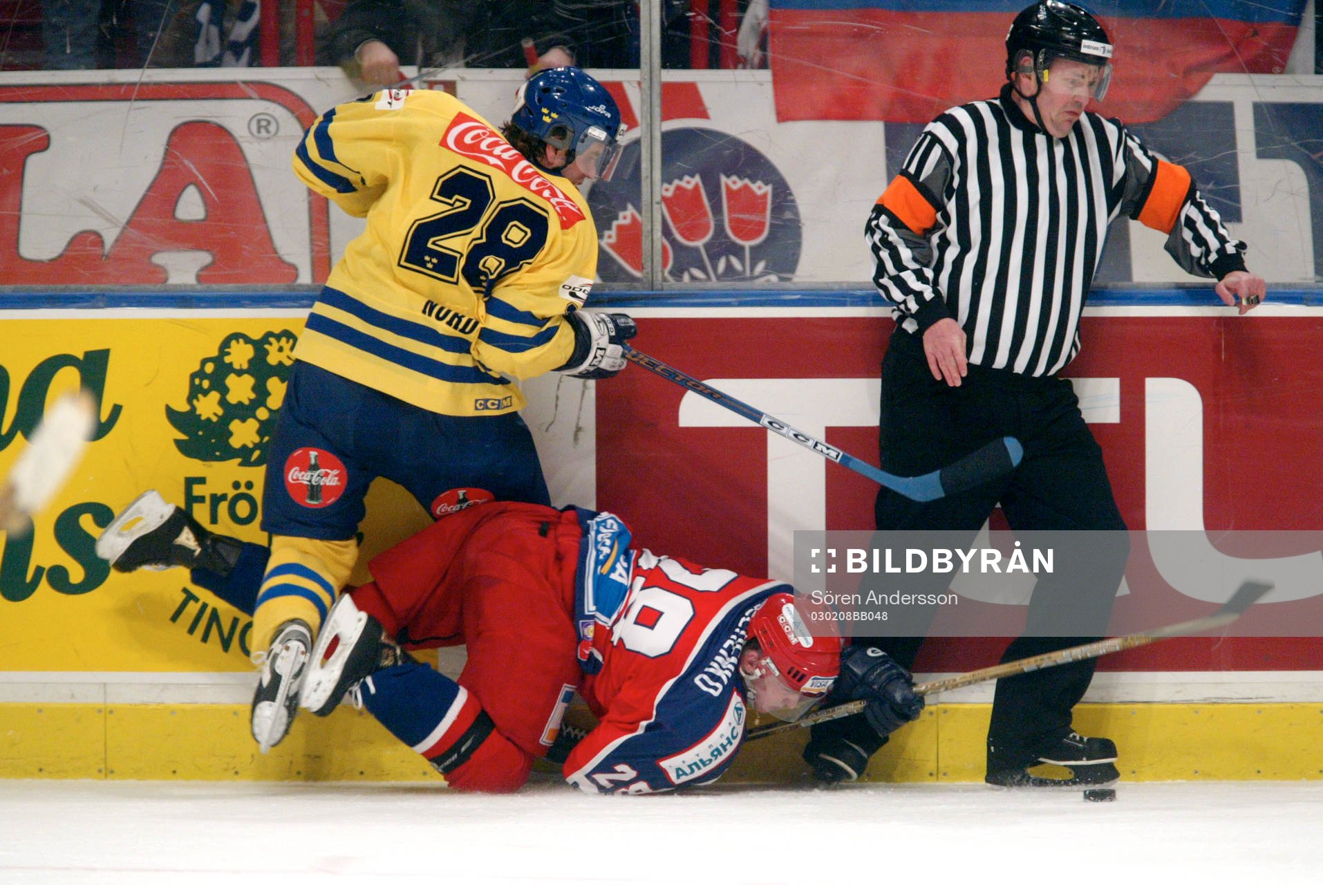 Björn Nord, Sverige. Fall, tackling, domare, sarg