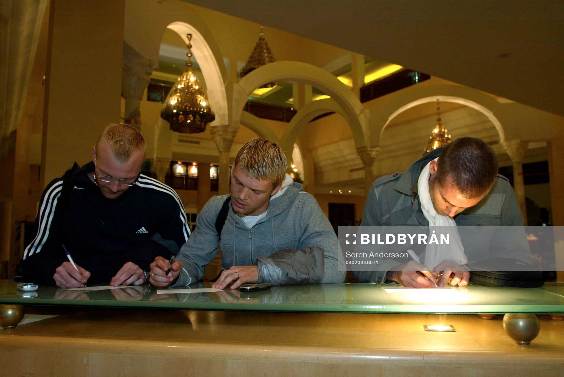 Magnus Hedman, Marcus Allbäck och Olof Mellberg, Sverige
