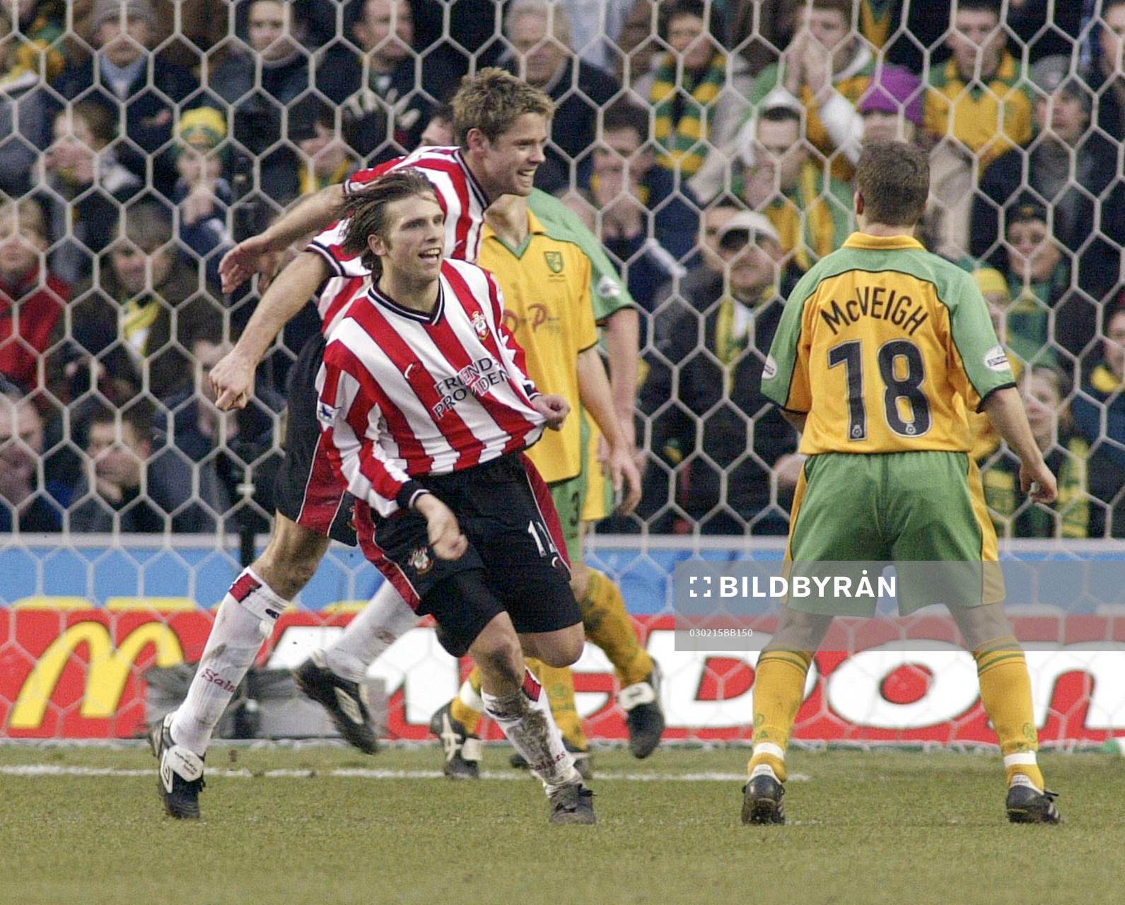  Anders Svensson och James Beattie, Southampton jubel.