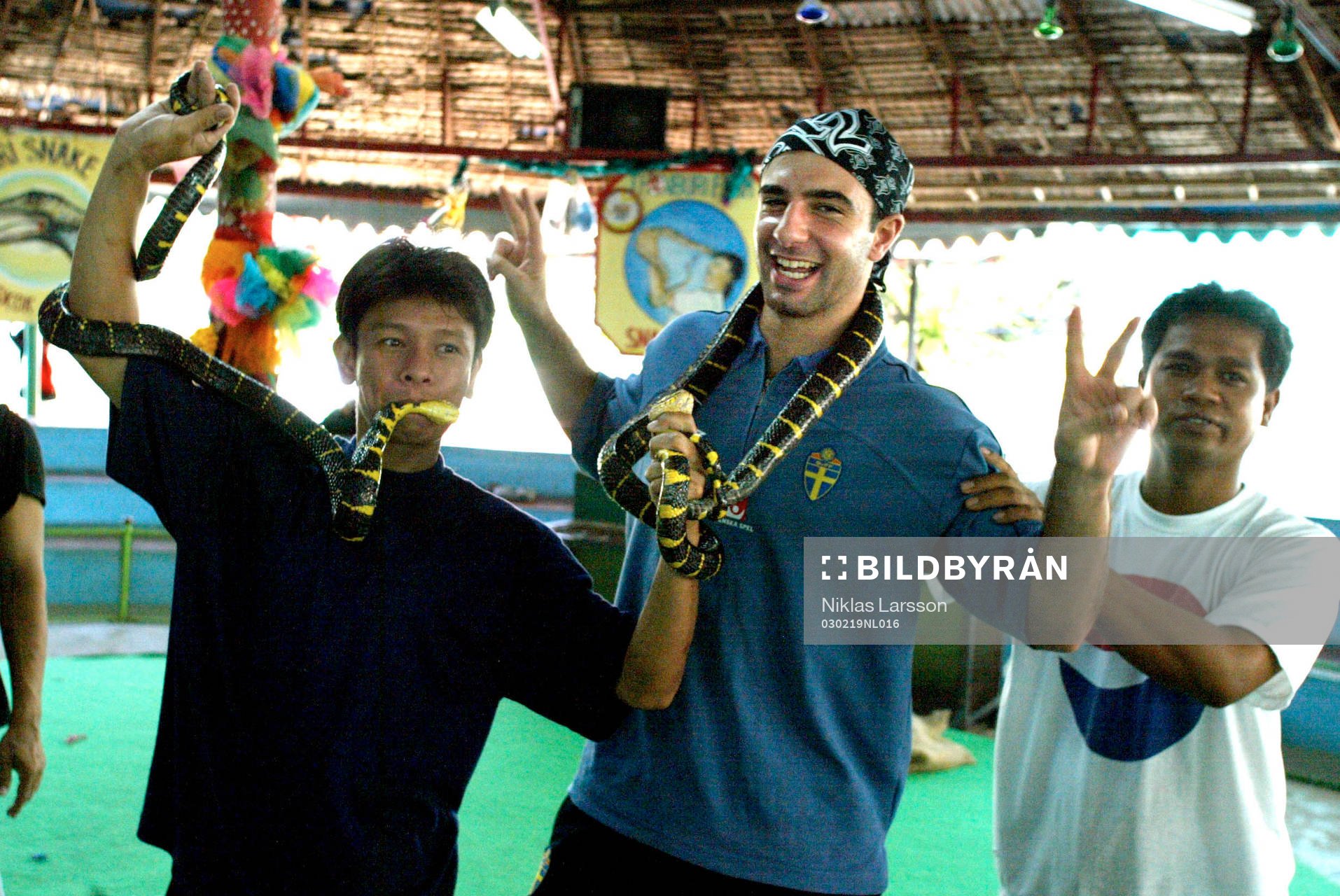 De svenska spelarna besökte en ormfarm när de åkte på