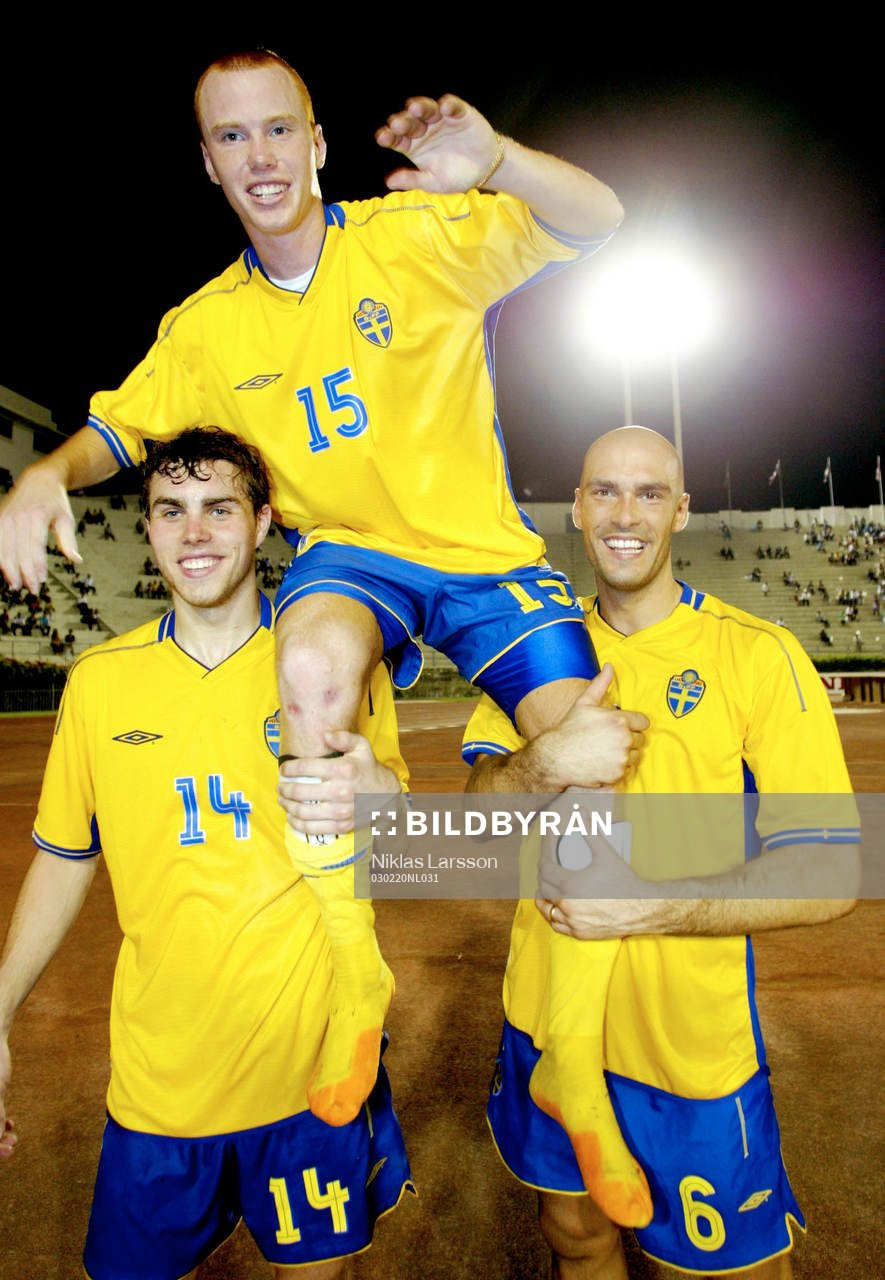 De svenska målskyttarna Alexander Farnerud, Johan Elmander