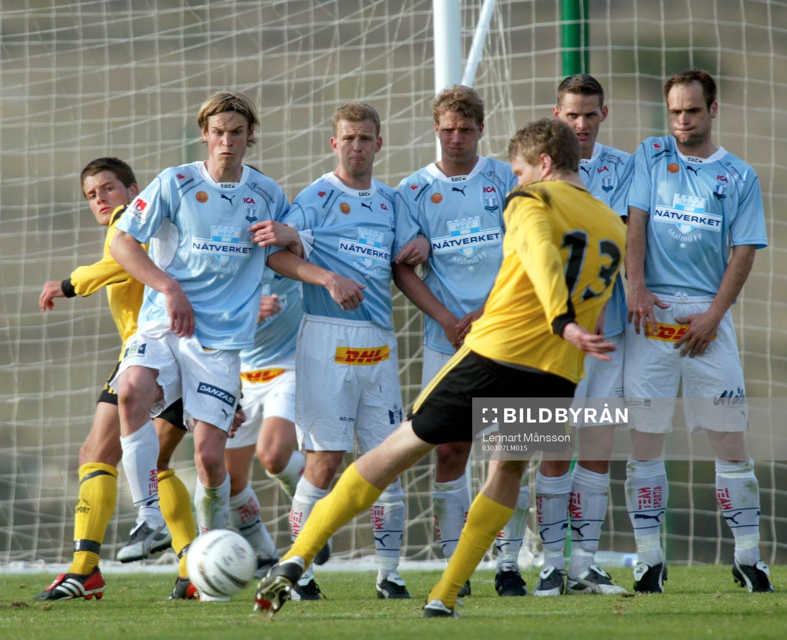 Fotboll, La Manga, träning, Malmö FF - Lilleström : Mur