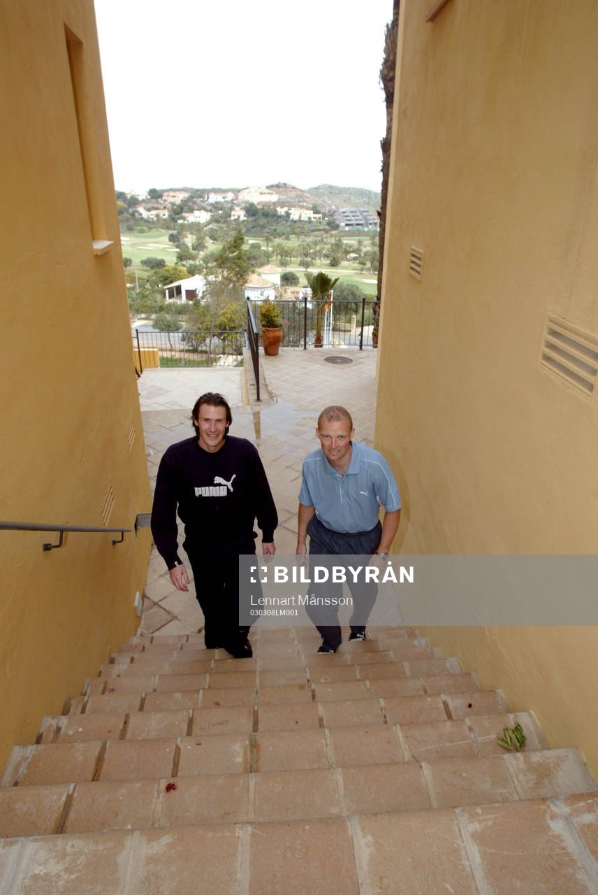  Michael Hansson, Helsingborg och Jörgen Ohlsson, Malmö FF, på väg tillbaka efter skador.