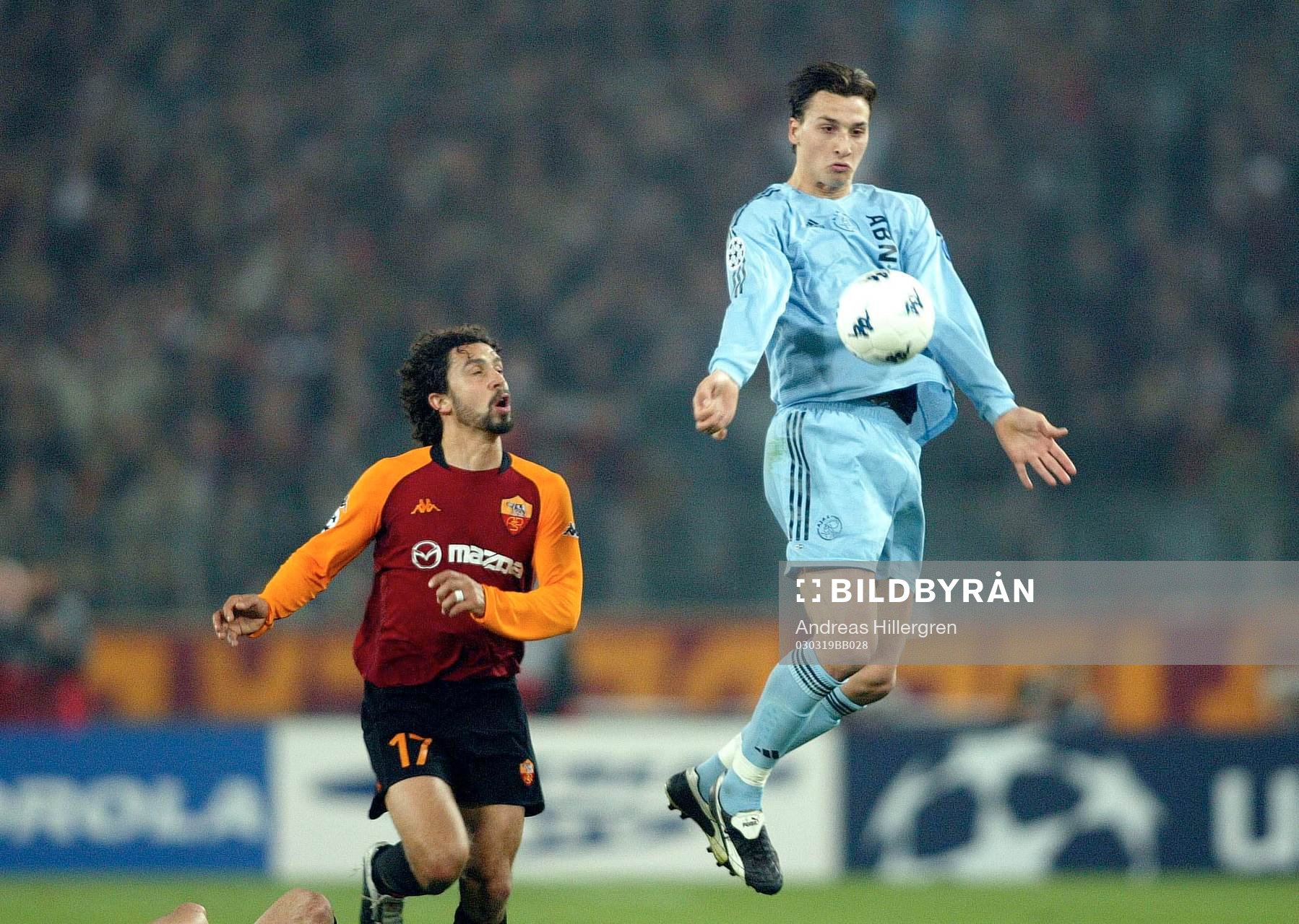  Roma - Ajax, Zlatan Ibrahimovic, Ajax och Domiano Tommasi, Roma.
