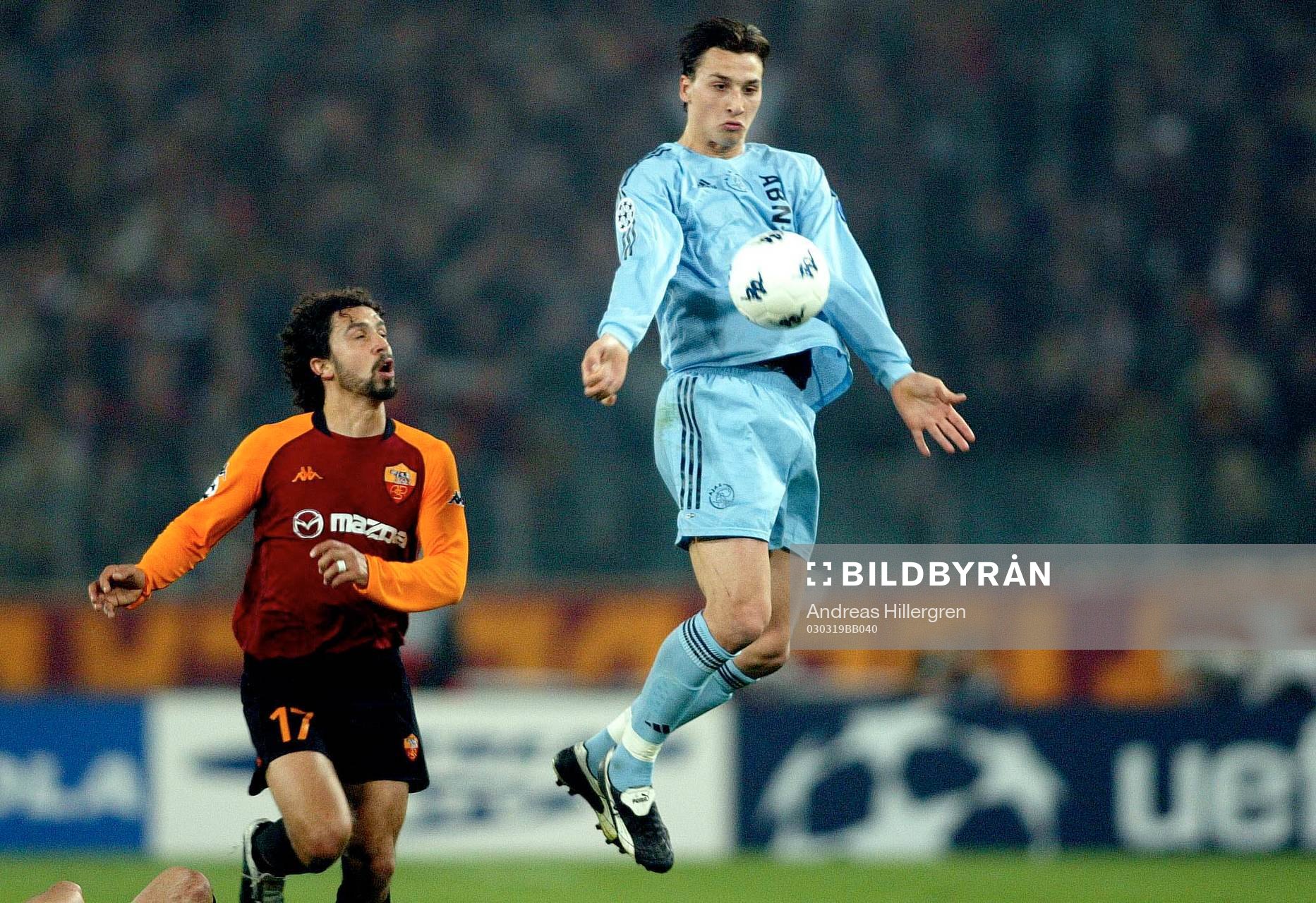  Roma - Ajax, Zlatan Ibrahimovic, Ajax och Domiano Tommasi, Roma.