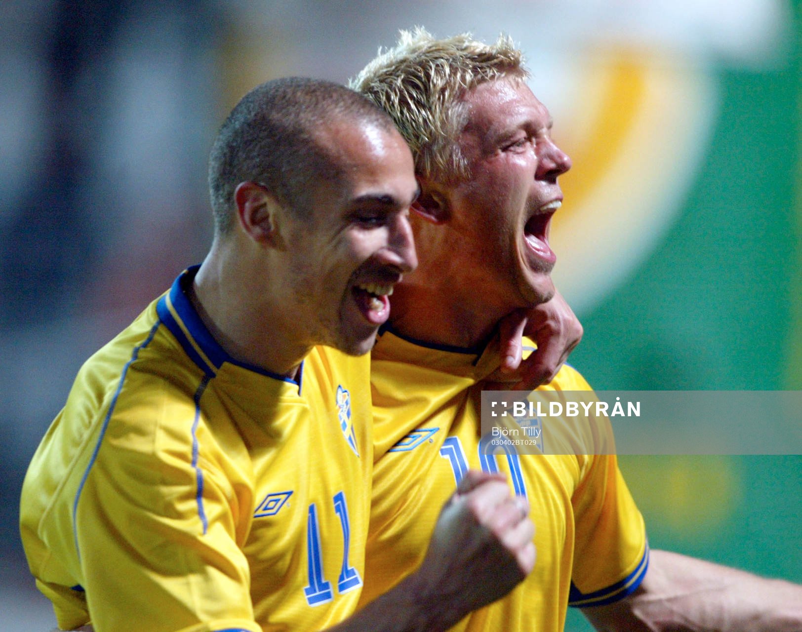  Henrik Larsson och Marcus Allbäck jublar, jubel,  efter 0-2 målet.