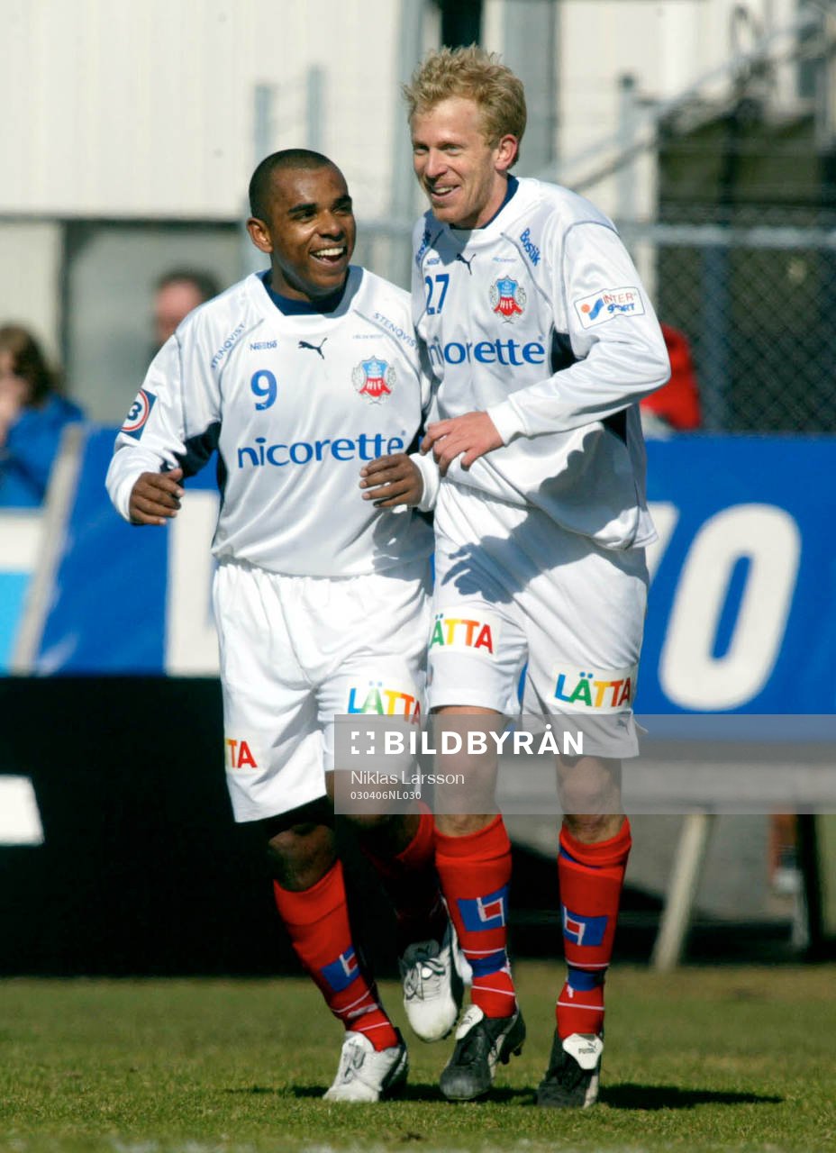 Målskyttarna Alvaro Santos och Gustaf Andersson, HIF