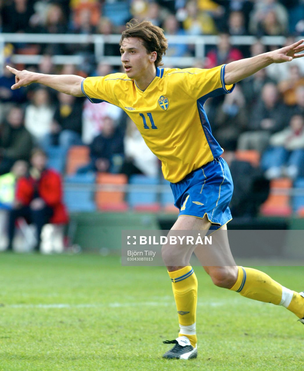  Zlatan Ibrahimovic gjorde Sveriges enda mål. Jubel.