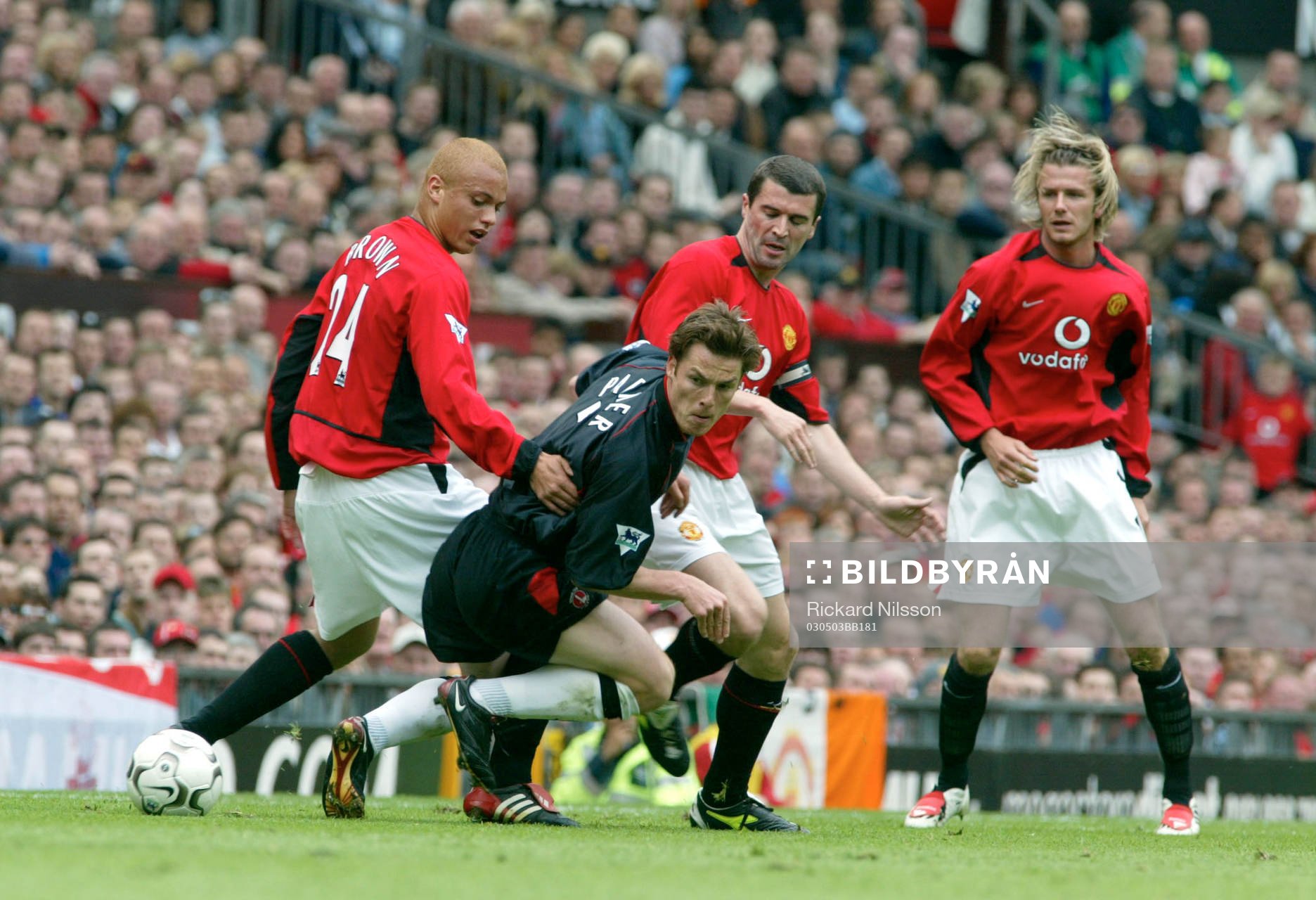  Wes Brown, Roy Keane, David Beckham och Scott Parker.