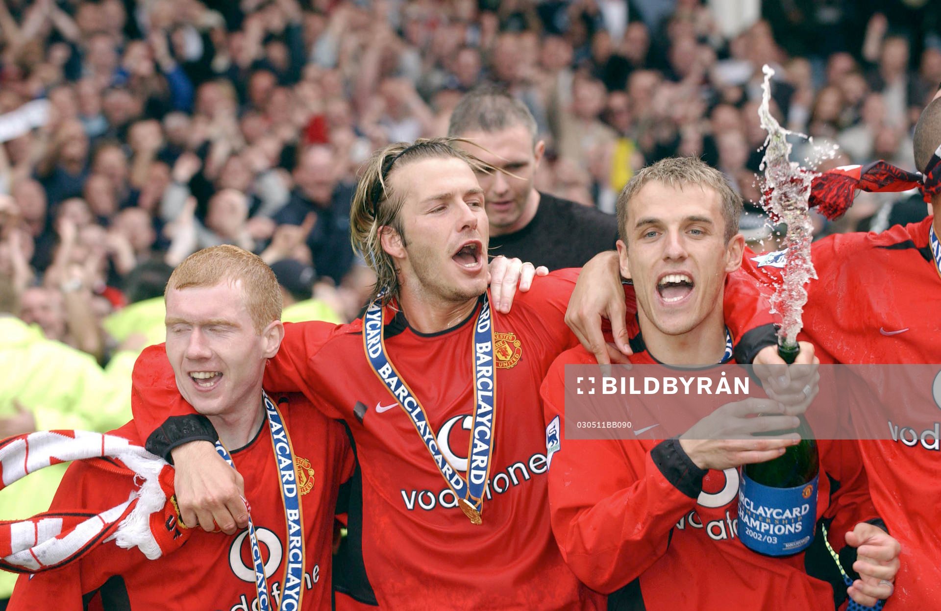 Paul Scholes , David Beckham och Phill Neville, Manchester