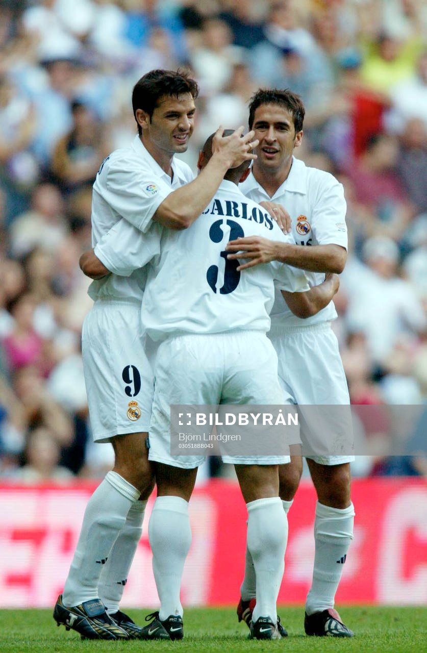 Tre målskyttar samlade: Morientes, Roberto Carlos och Raul