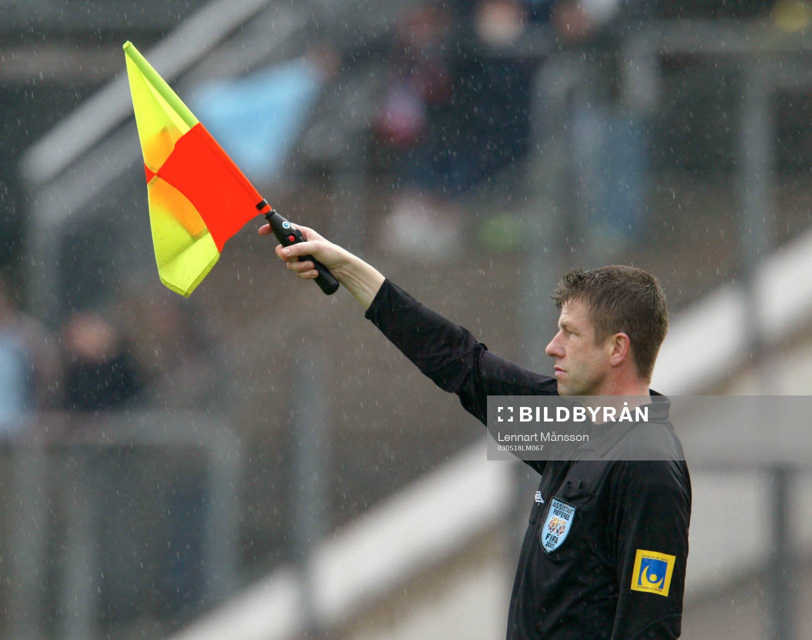 Linjedomare, domare, linjeman, flagga