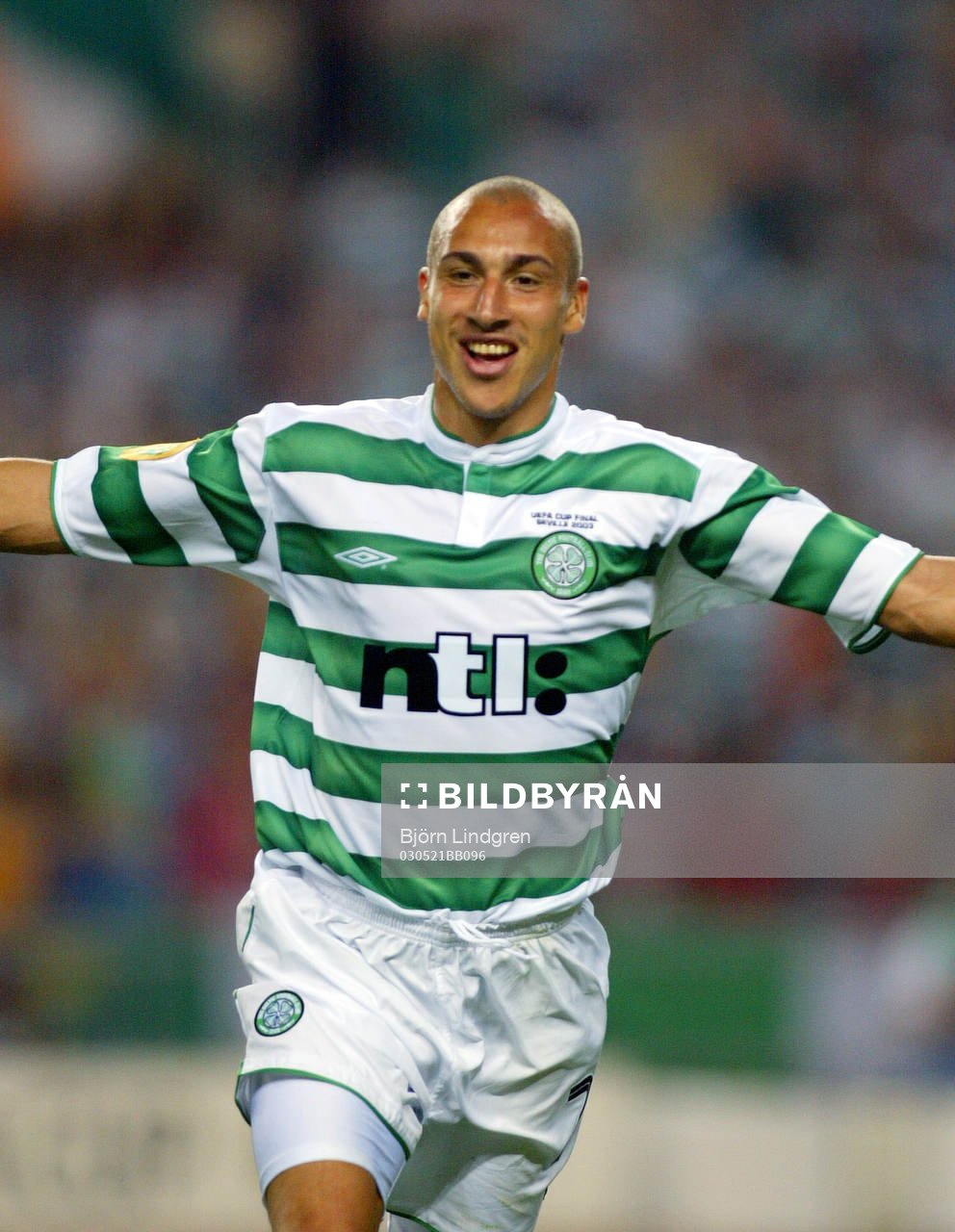 Fotboll, UEFA, Cup, Final, Henrik Larsson, Celtic jublar,
