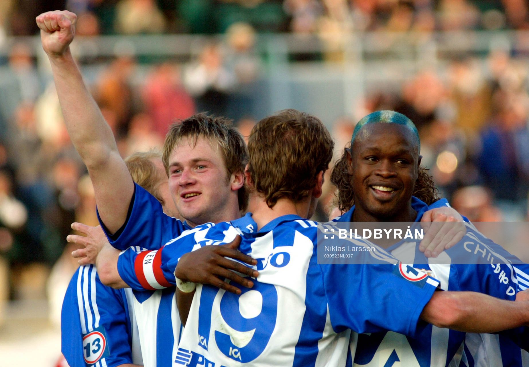  Fotboll, Allsvenskan, Göteborg - Örgryte: Dennis Jonsson och Mamadou Diallo (Mamadou Big Mama Diallo), Göteborg jublar