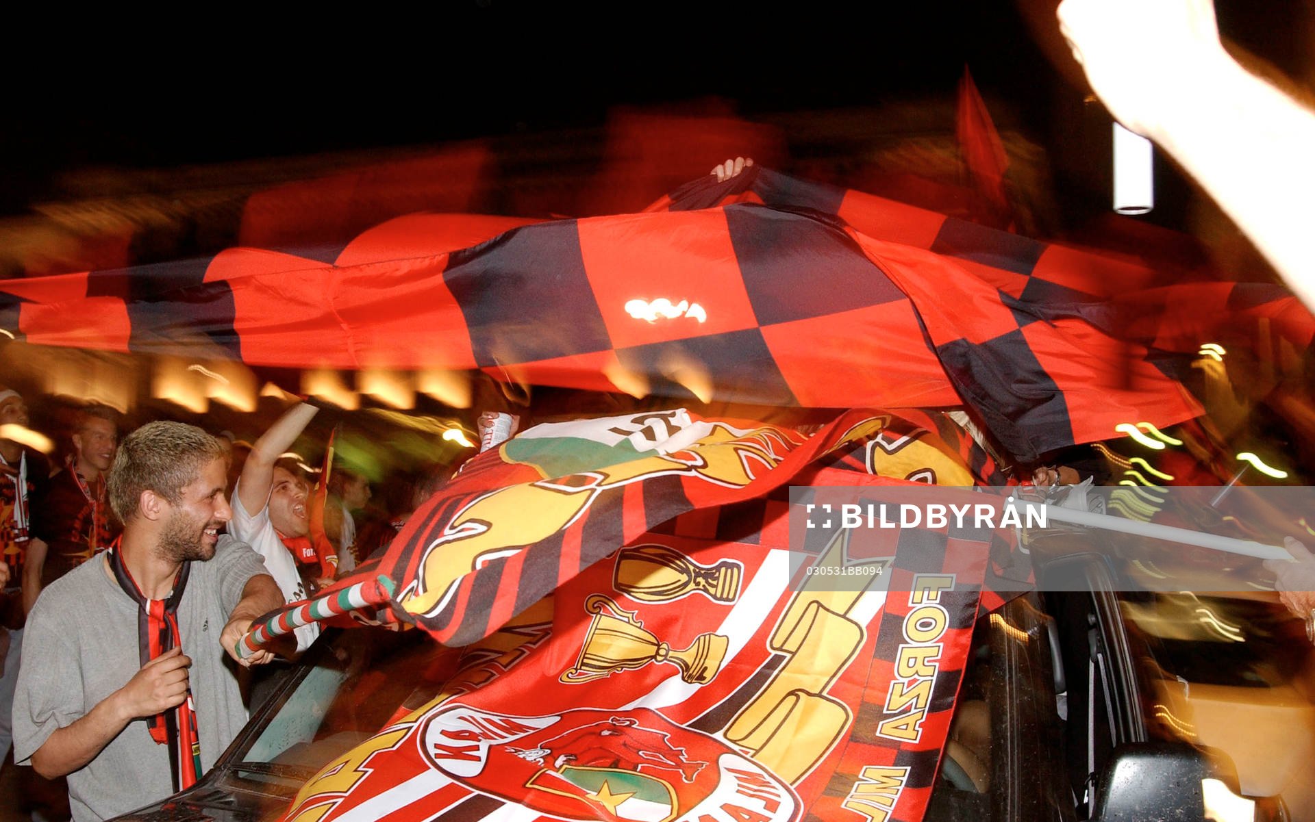 Milan, fans, supporter, flagga