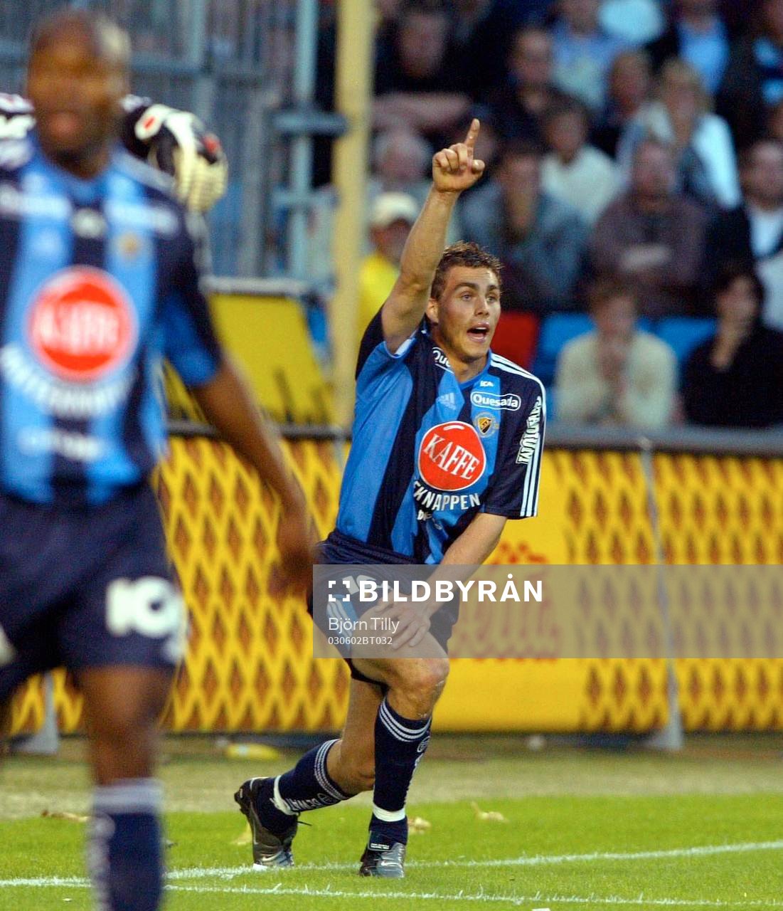 Tvåmålsskytten Johan Elmander, Djurgården jubel