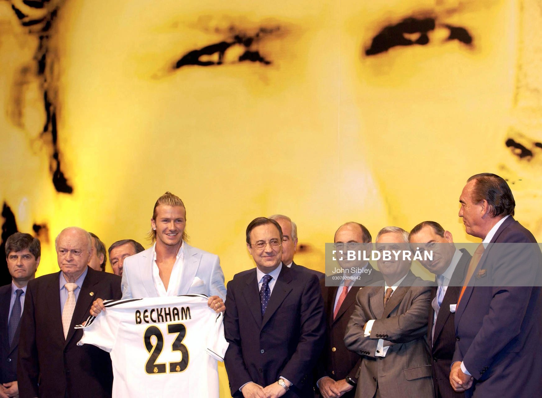 David Beckham, Alfredo Di Stefano (vänster) och