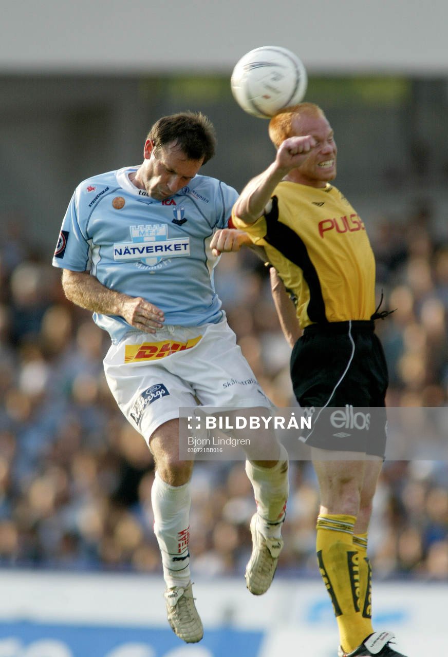 Fotboll, Allsvenskan,  Malmö FF - Elfsborg: Hans Mattisson, Malmö och Magnus Samuelsson, Elfsborg