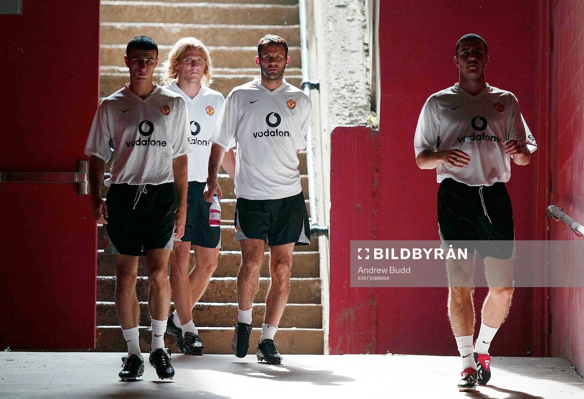  Ryan Giggs, Manchester United och lagkamrater på väg till träning.