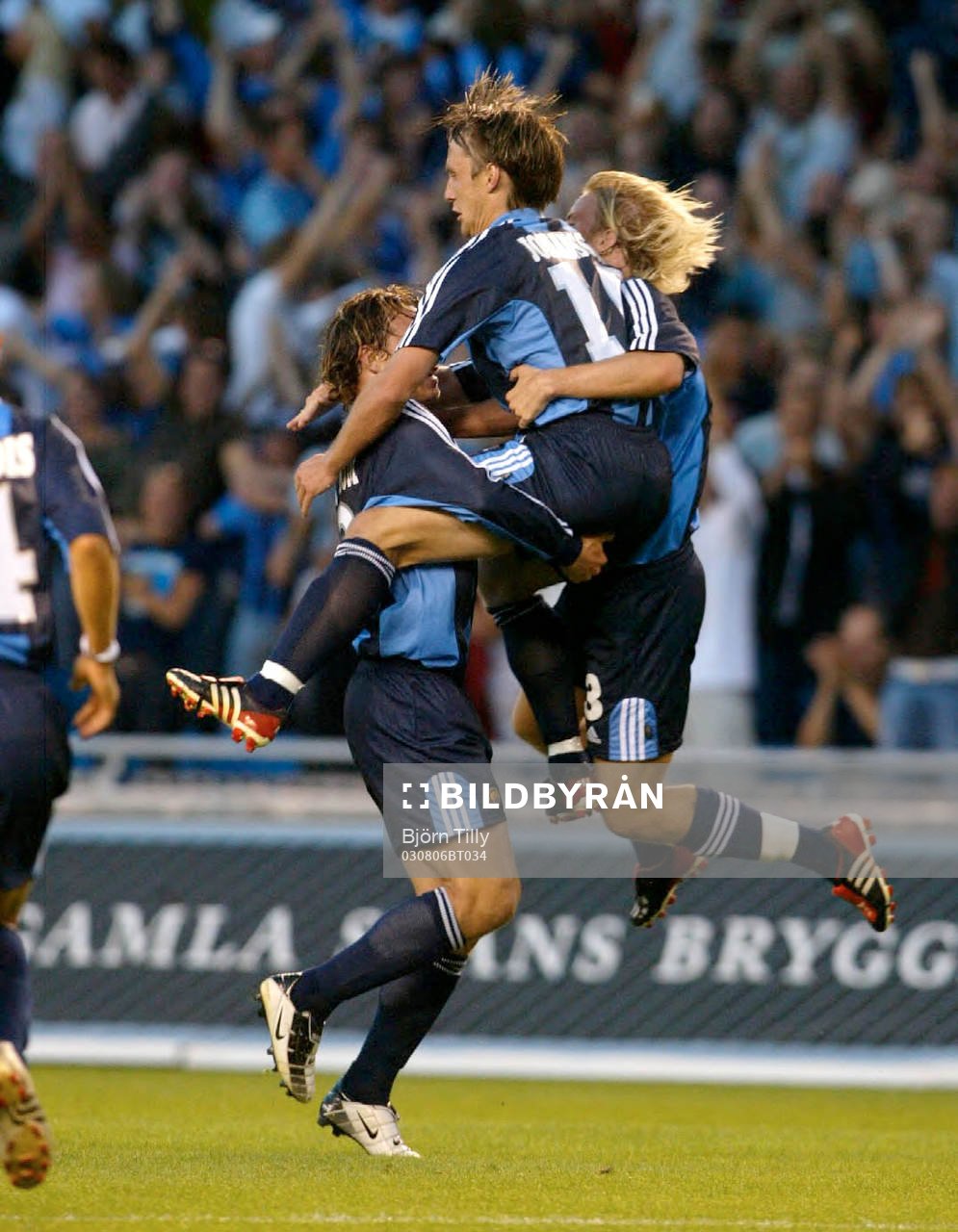 Fotboll, kval Champions League, Djurgården - Partizan Belgrad: Andreas Johansson, Djurgården jublar efter att ha gjort 1-0.