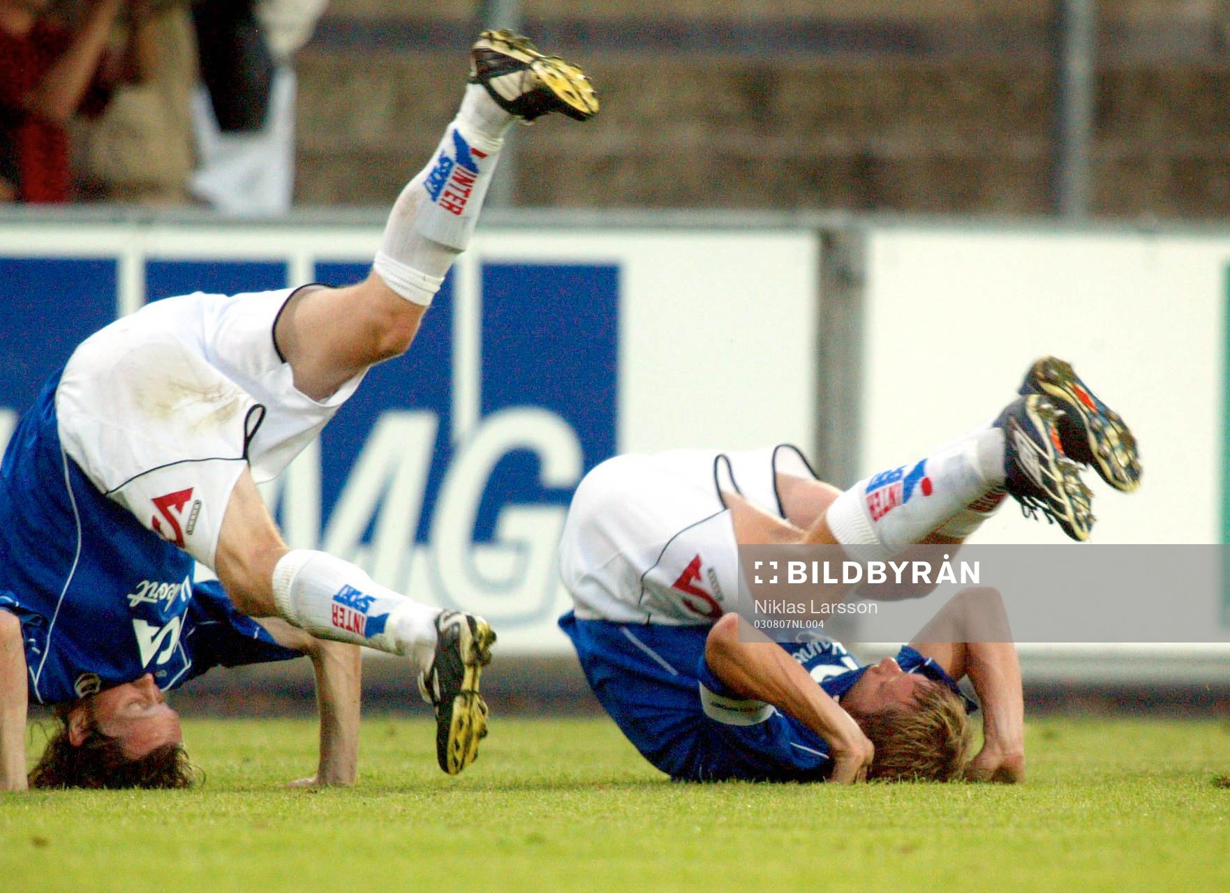Mikael Nilsson och Tommy Jönsson, Halmstad. Jubel,