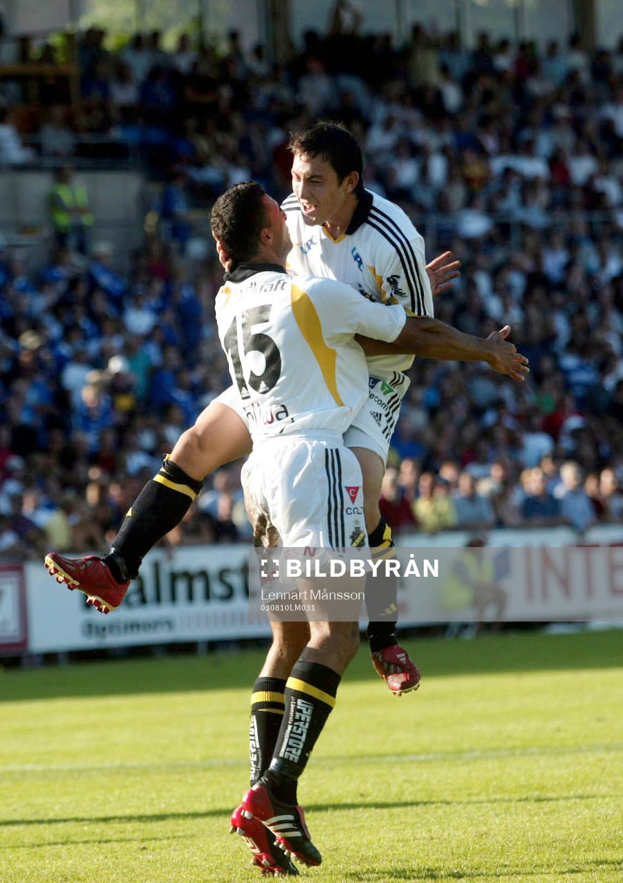 Arash Talebinejad och Stefan Ishizaki. AIK. Jubel, glädje