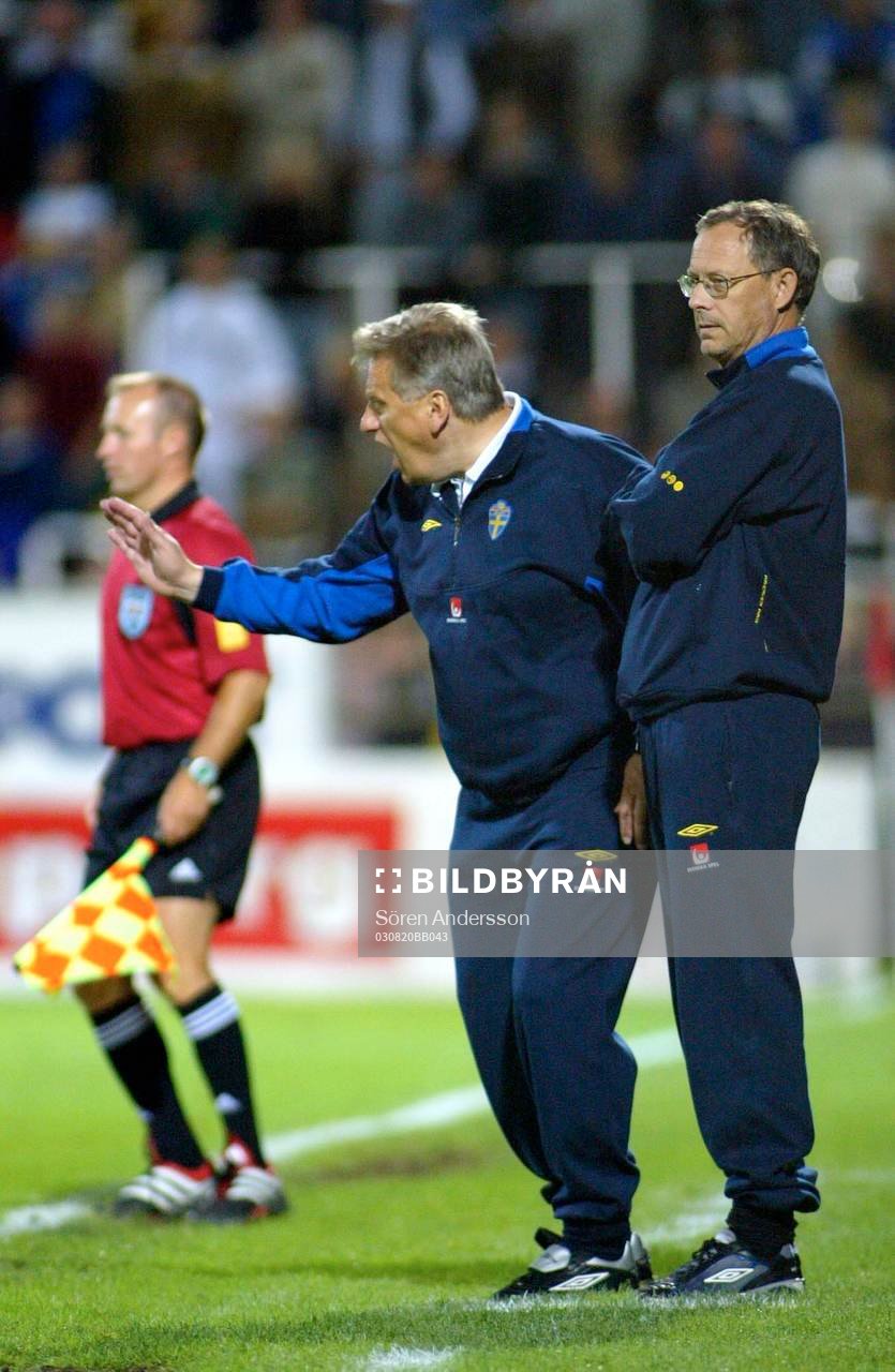 Tommy Söderberg och Lars Lagerbäck, förbundskapten,