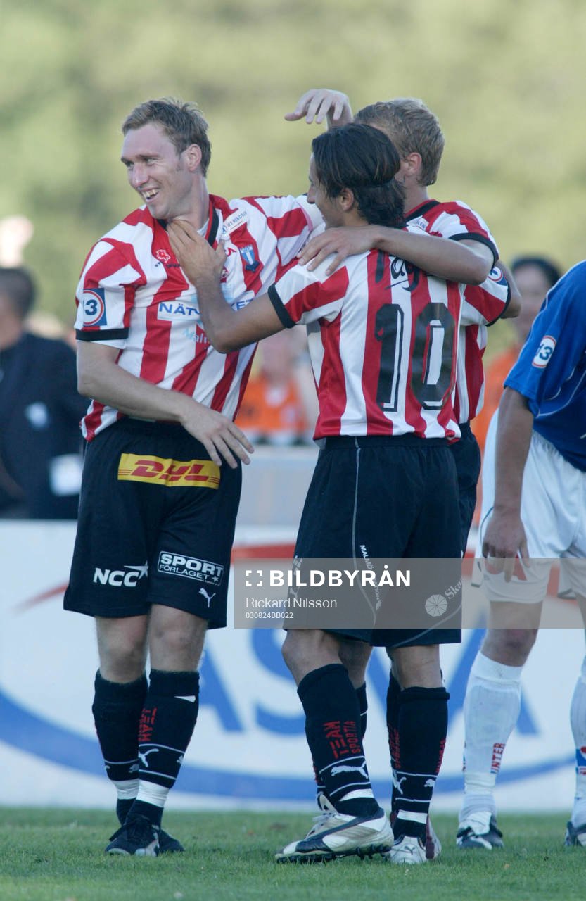 Fotboll, Allsvenskan, Halmstad - Malmö: Niklas Skoog, Malmö, jubel.