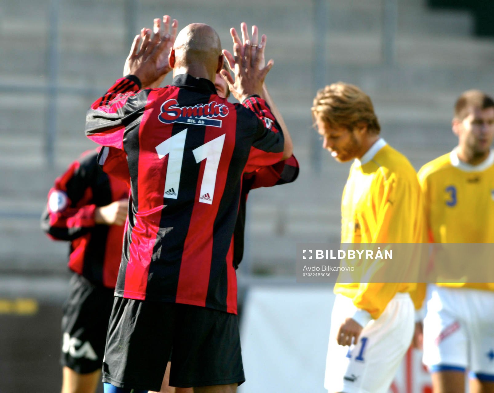 Michael Allyn, BP jubel. Malmö-spelarna depp…