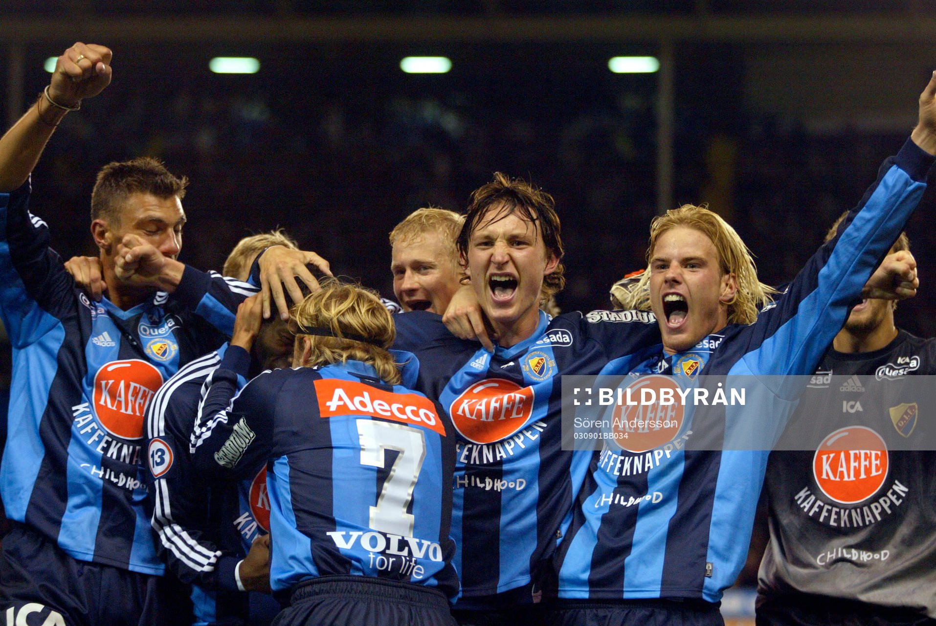 Fotboll, Allsvenskan, Djurgården - AIK: Djurgården, jubel.