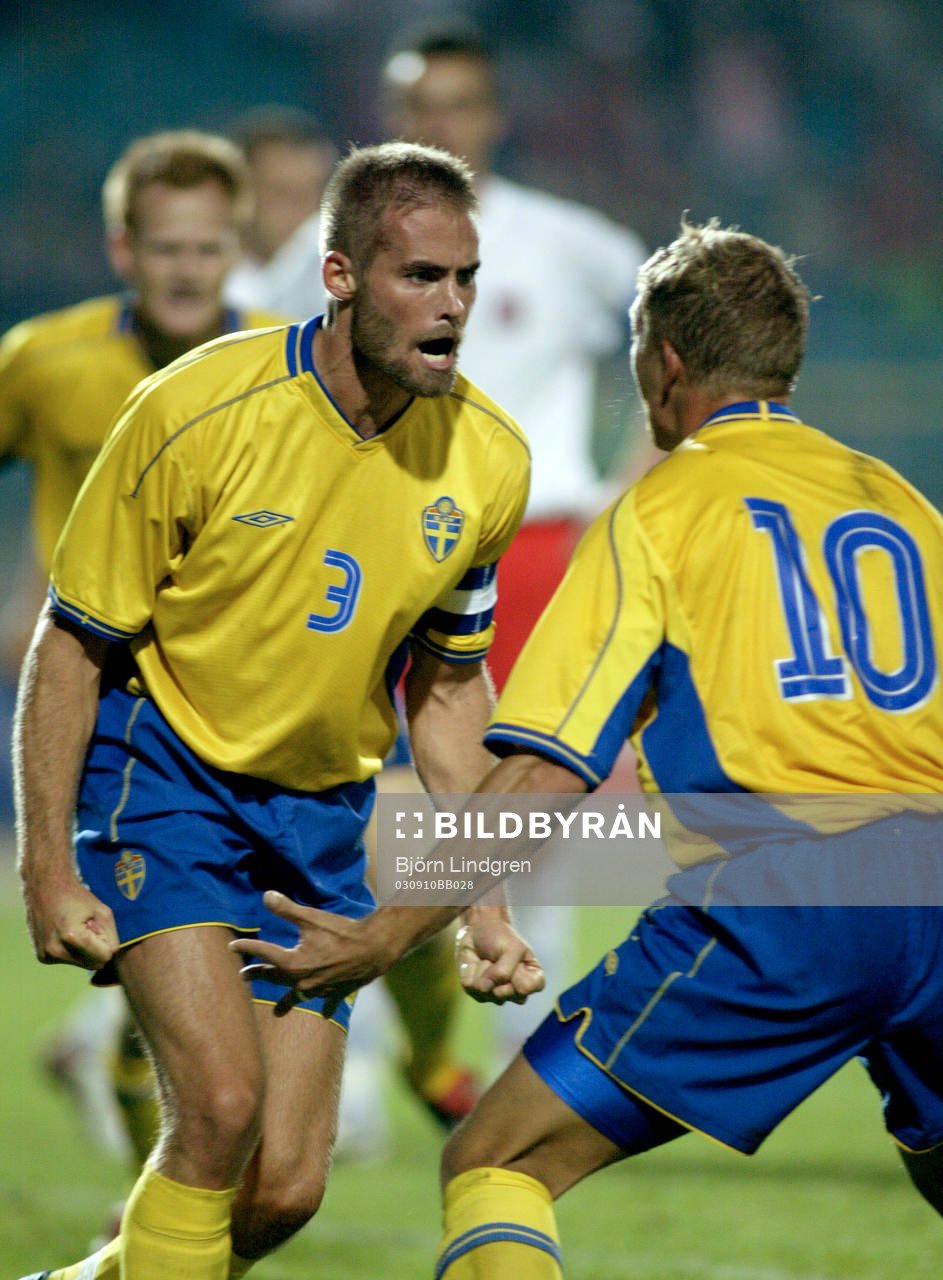  Olof Mellberg och Marcus Allbäck. Jubel.