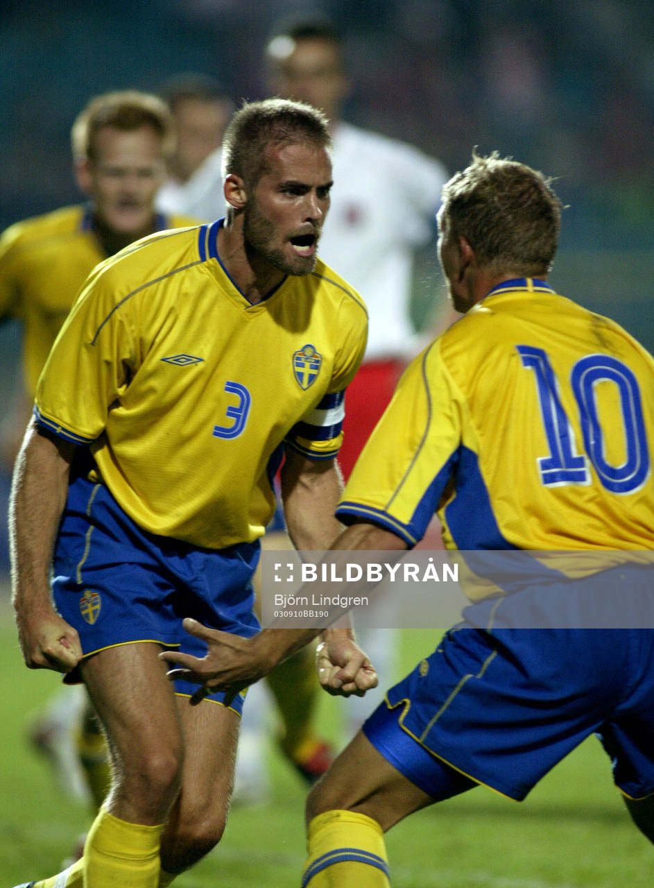  Olof Mellberg och Marcus Allbäck, jubel.