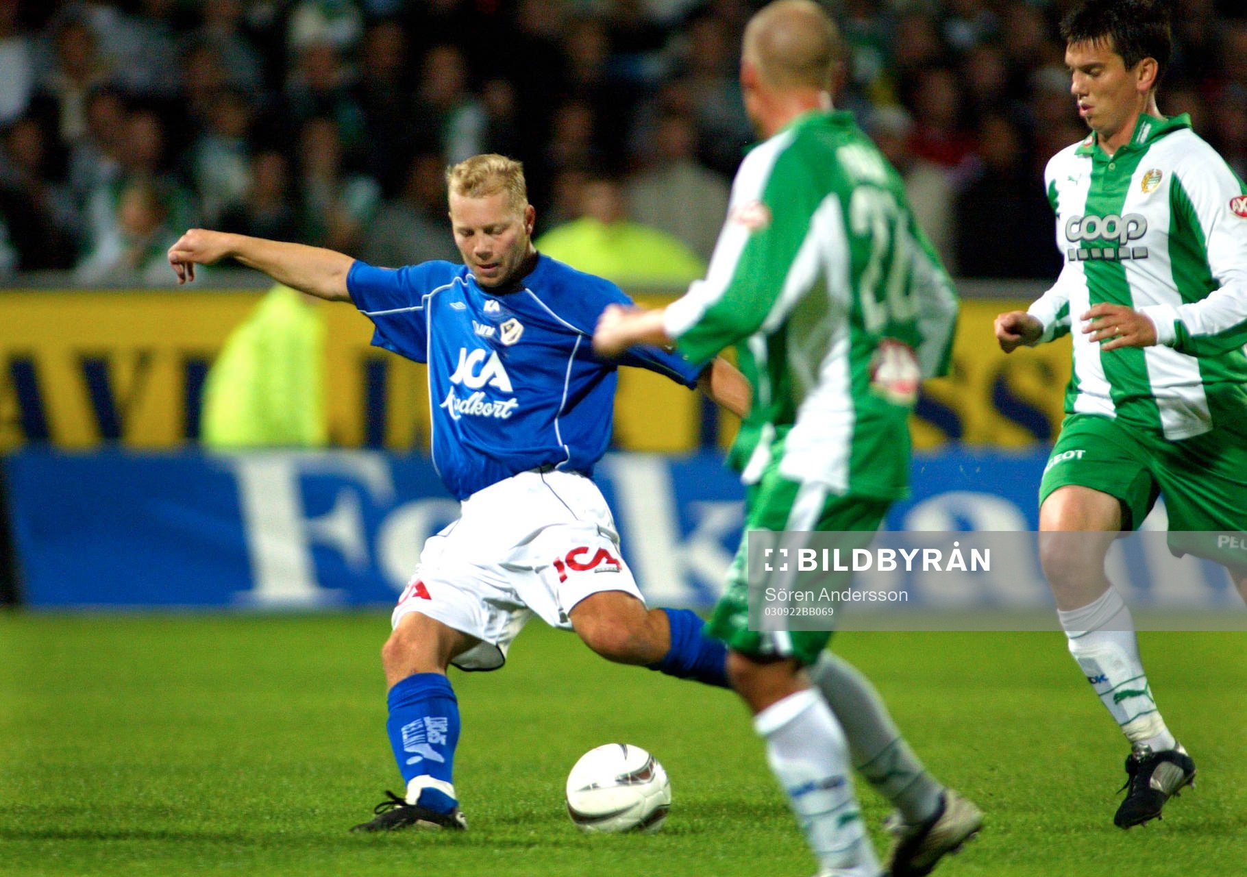  Magnus Svensson, Halmstad och Antti Pohja och Johan Andersson, Hammarby.