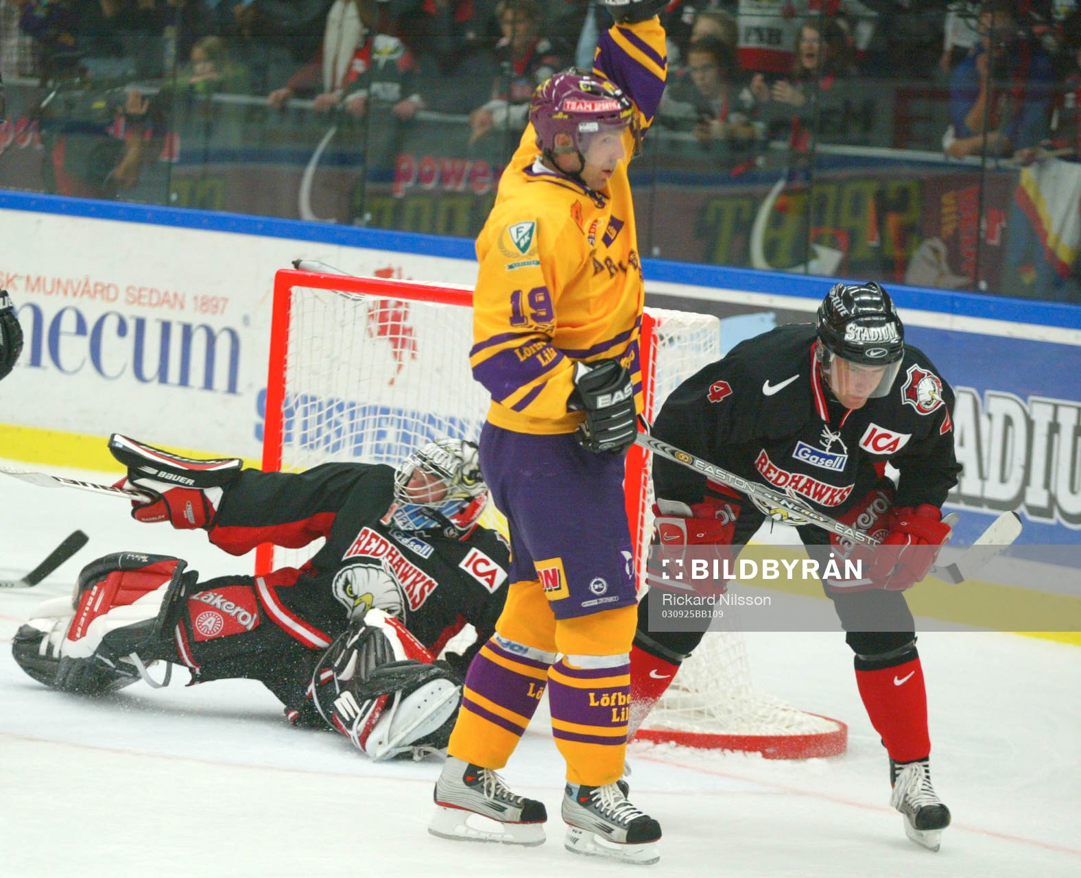 Per Hållberg, Färjestad, jubel. Andreas Hadelöv,