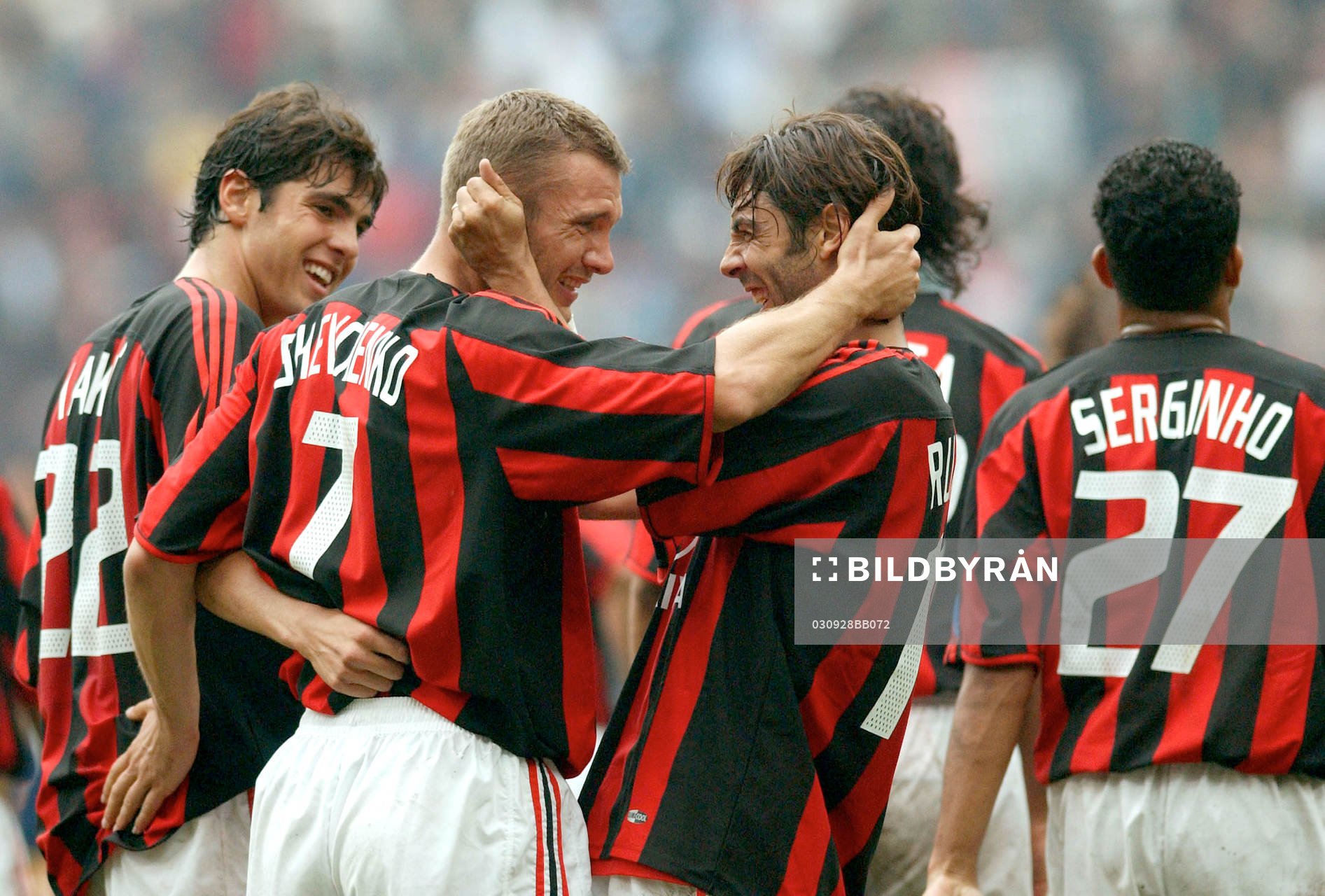 Shevchenko, Rui Costa,  Milan, jubel