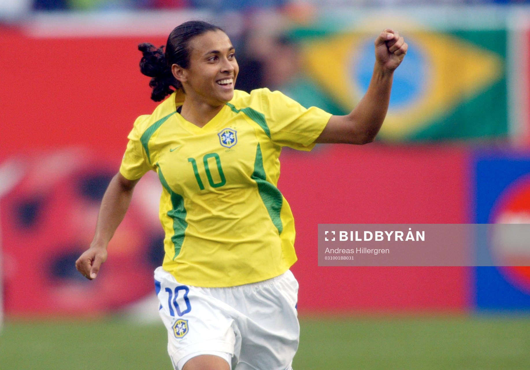 Martha, Brasilien, kvitterade på straff. Jubel
