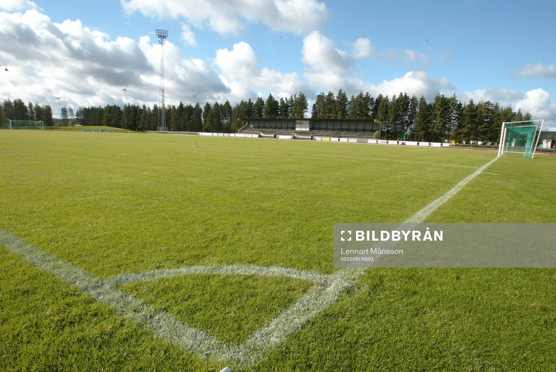 Fotboll, fotbollsplan, gräs, gräsplan, linjer, hörna