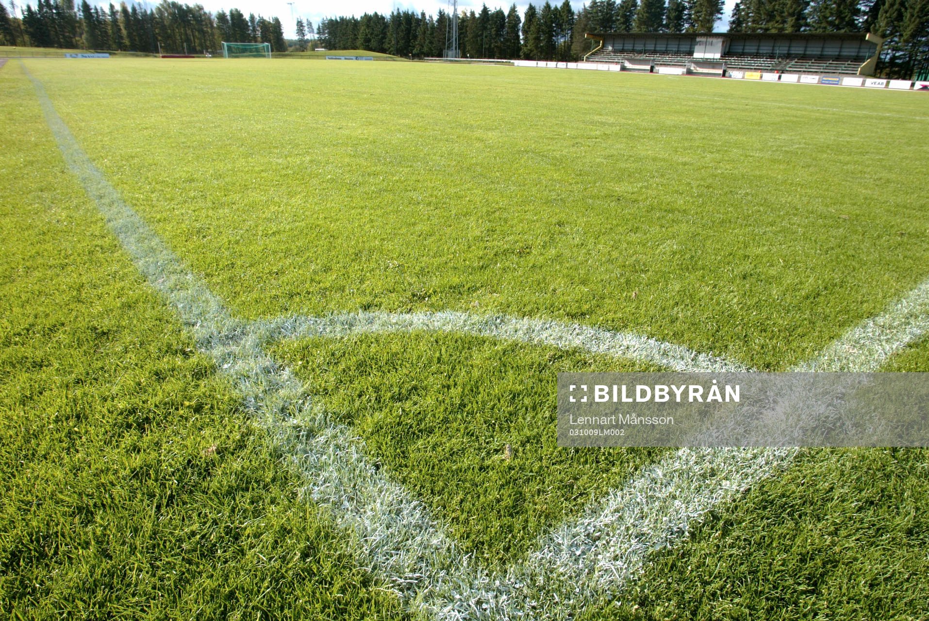 Fotboll, fotbollsplan, gräs, gräsplan, linjer, hörna