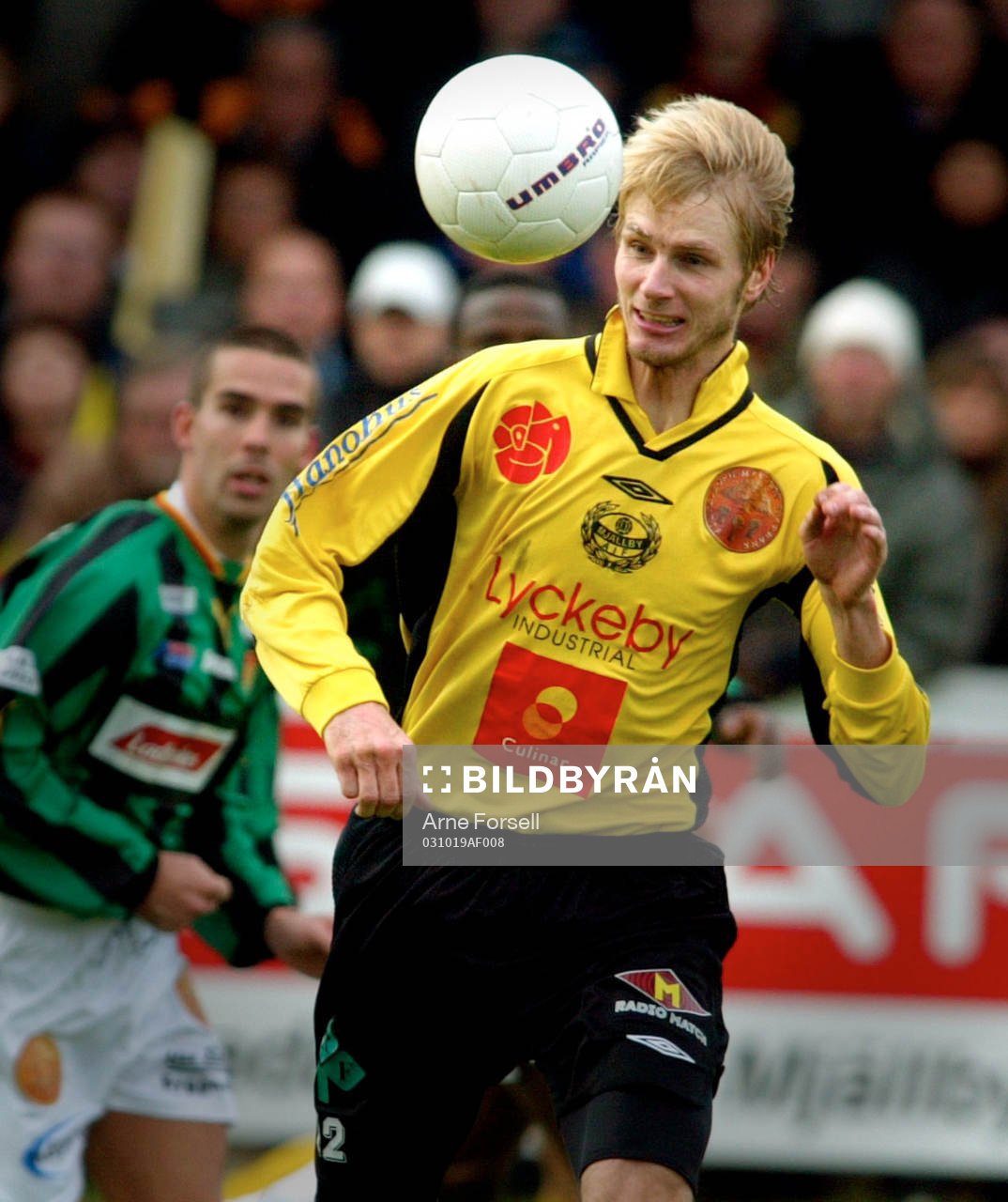 Fotboll. Kval till superettan. Mjällby - GAIS. Simon Sjöfors