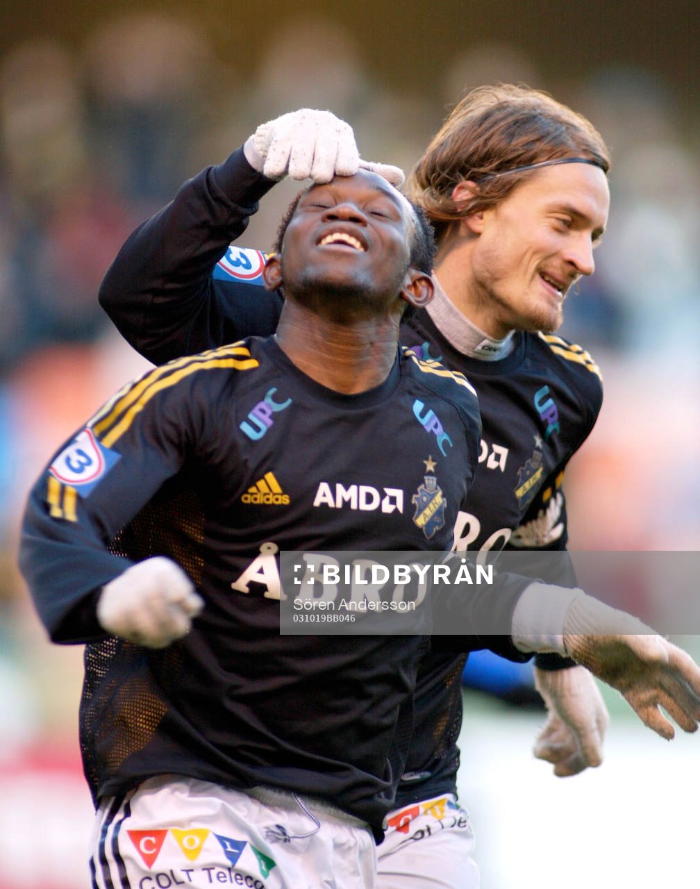 Kwame Quansah och Mats Rubart, AIK, jubel