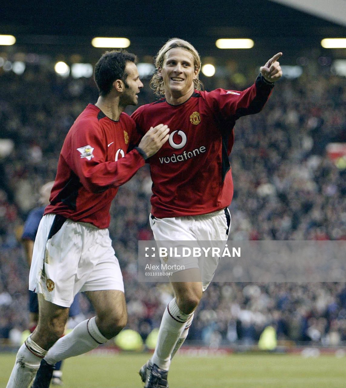 Diego Forlan och  Ryan Giggs, Manchester United, jubel