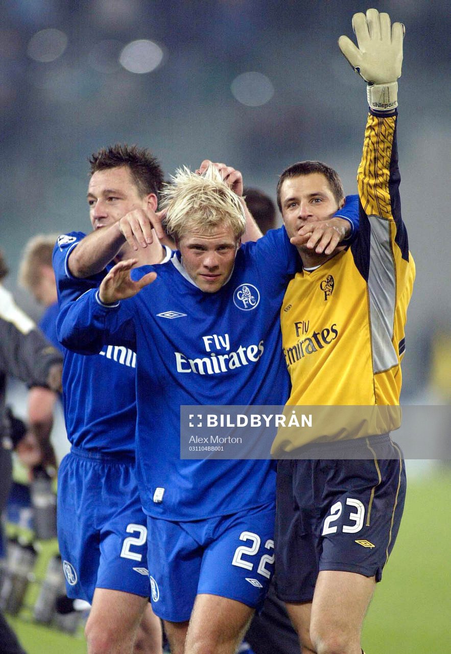 Eidur Gudjohnson, John Terry och Carlo Cudicini, Chelsea