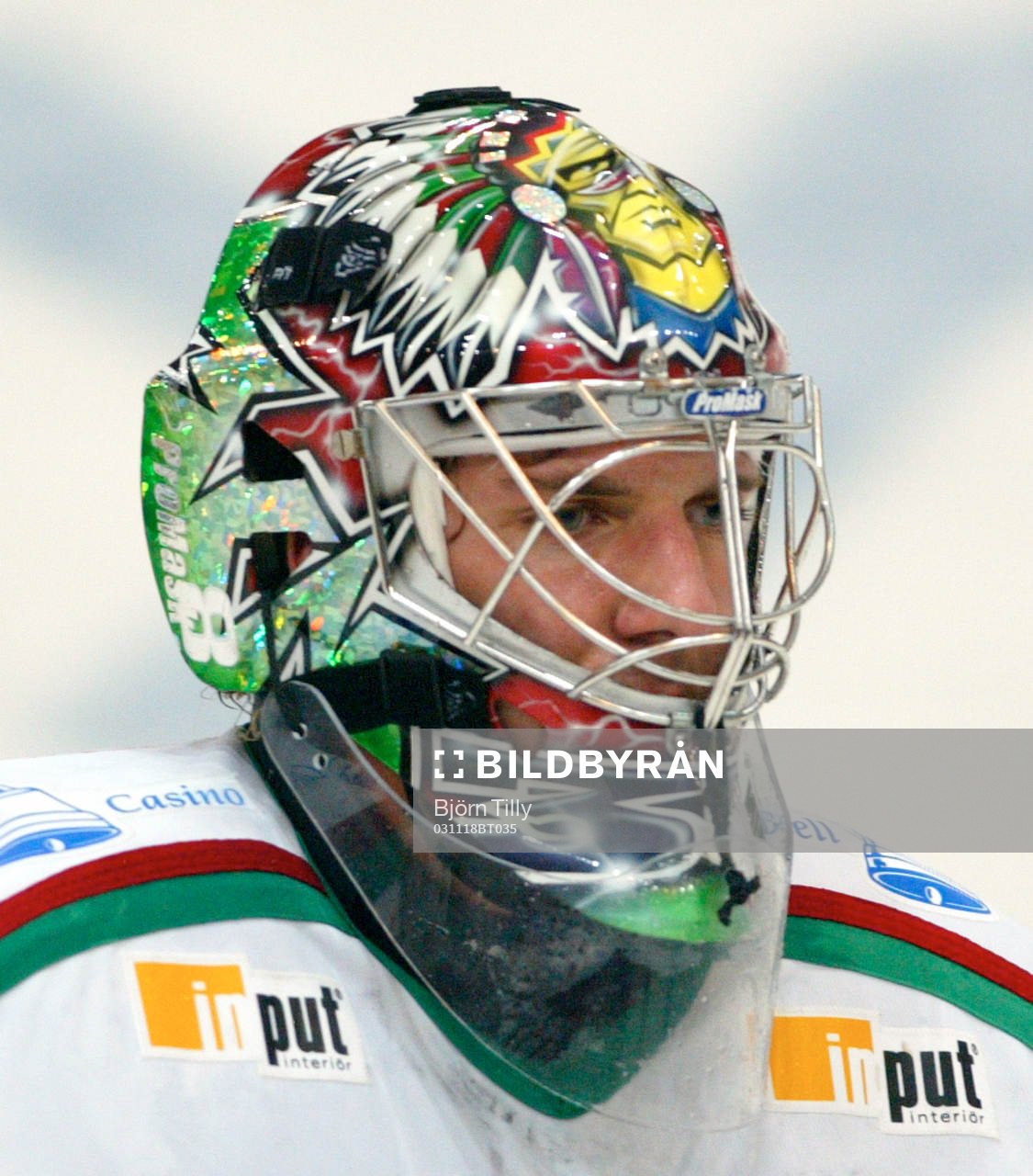 Henrik Lundqvist, målvakt, Frölunda. Hjälm,
