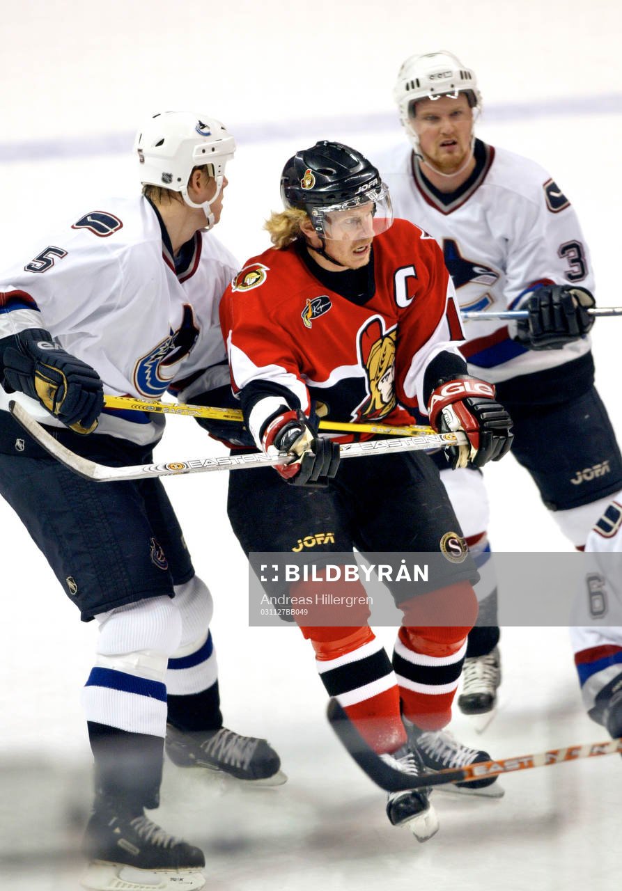 Daniel Alfredsson, Henrik Sedin och Bryan Allen