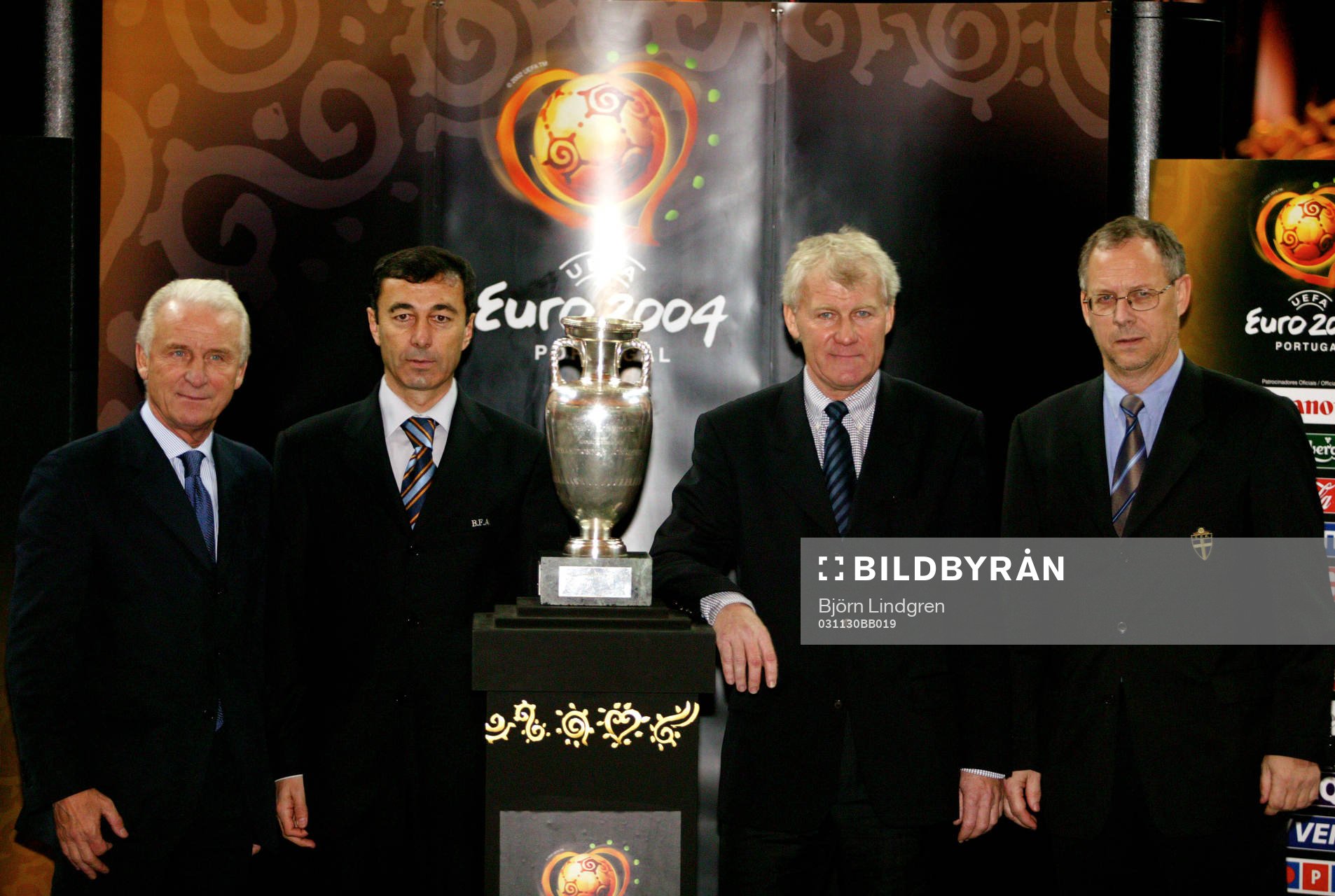  Grupp C:s förbundskaptener, Giovanni Trapattoni, Italien, Plamen Markov, Bulgarien,  Morten Olsen, Danmark och Lars Lagerbäck, Sverige
© Bildbyrån - 27234 D